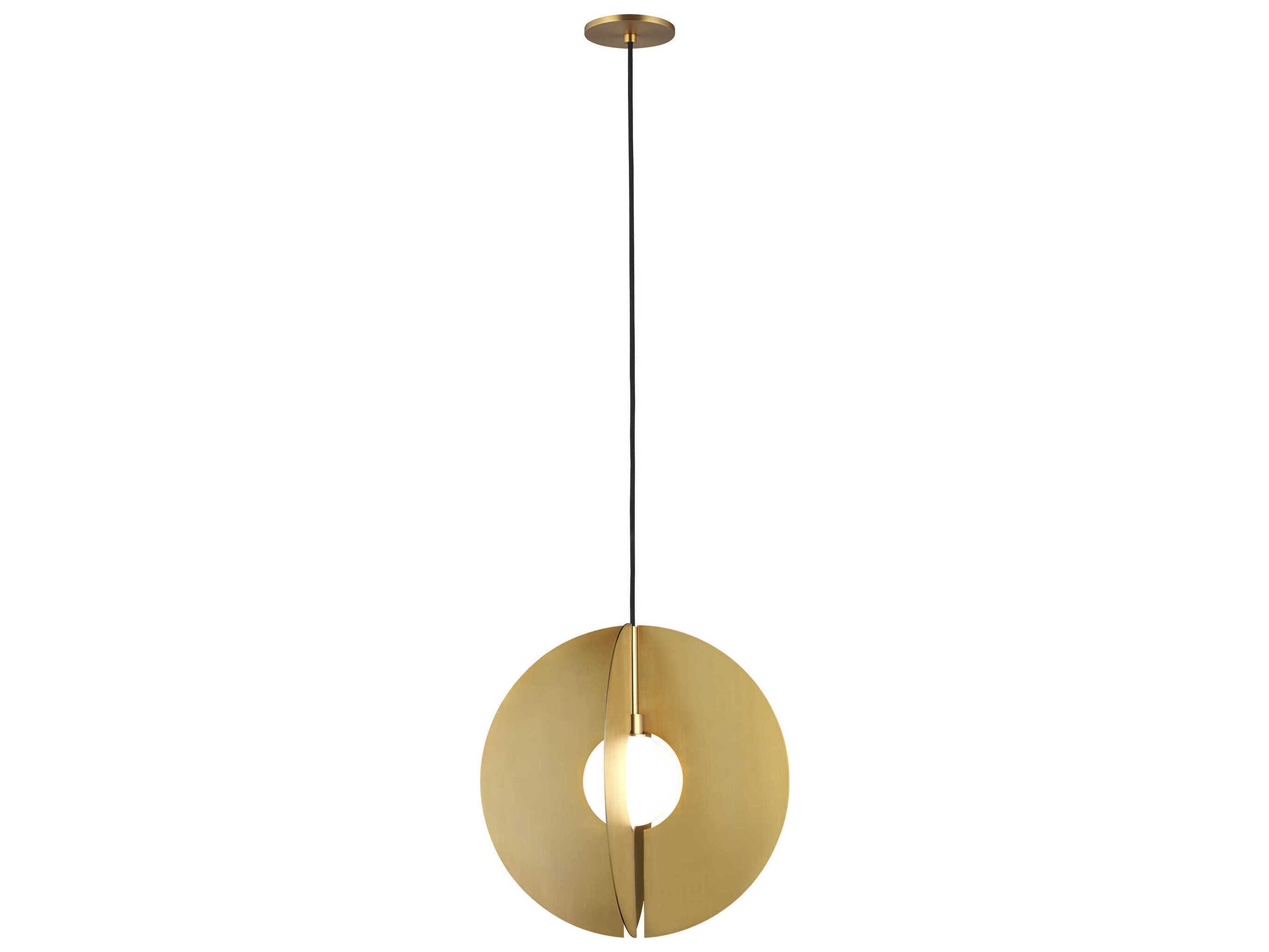 Visual Comfort Modern Orbel 1-Light Aged Brass Geometric Pendant