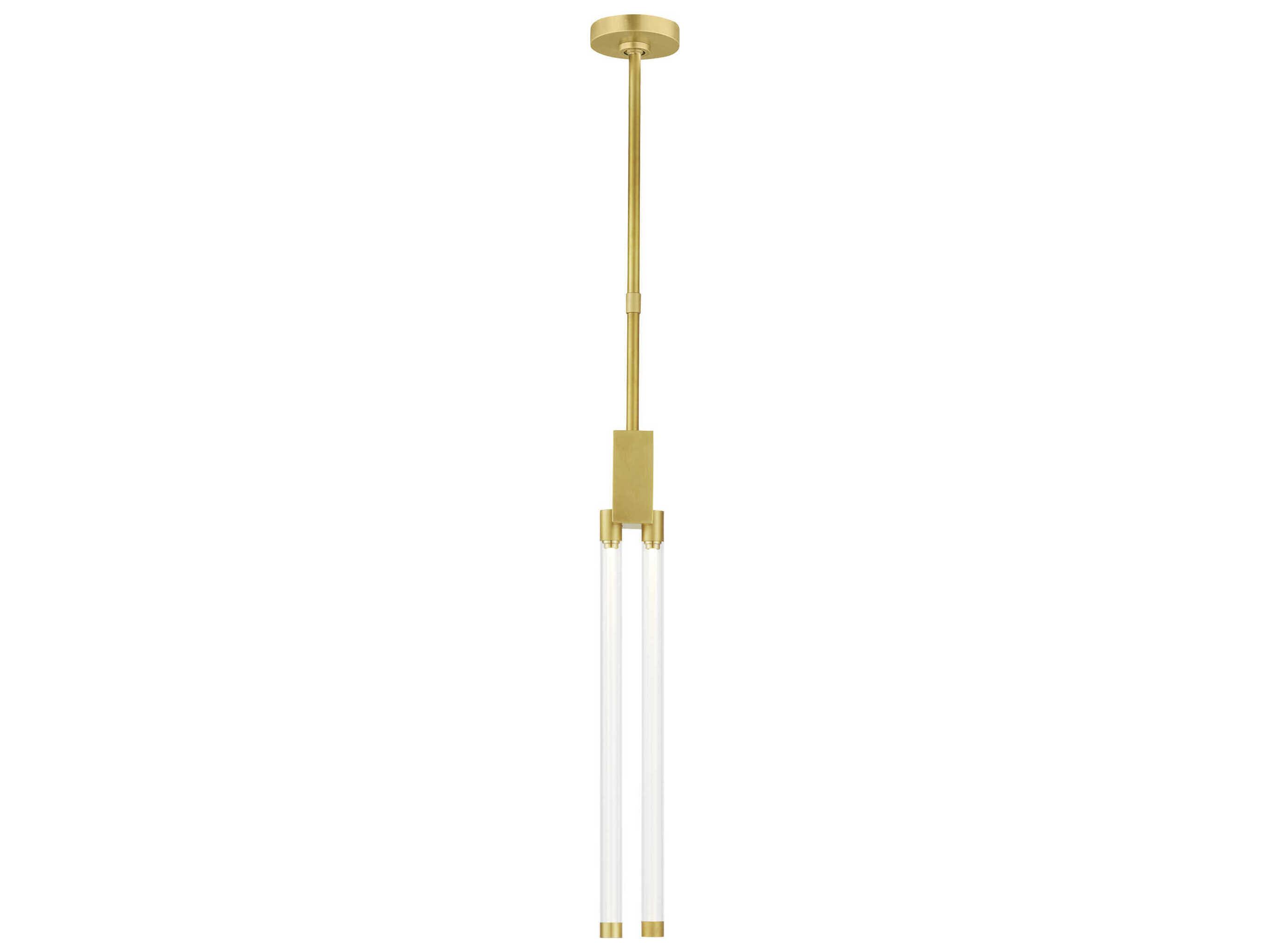 Visual Comfort Modern Phobos 2-Light Natural Brass Cylinder Linear Mini Pendant