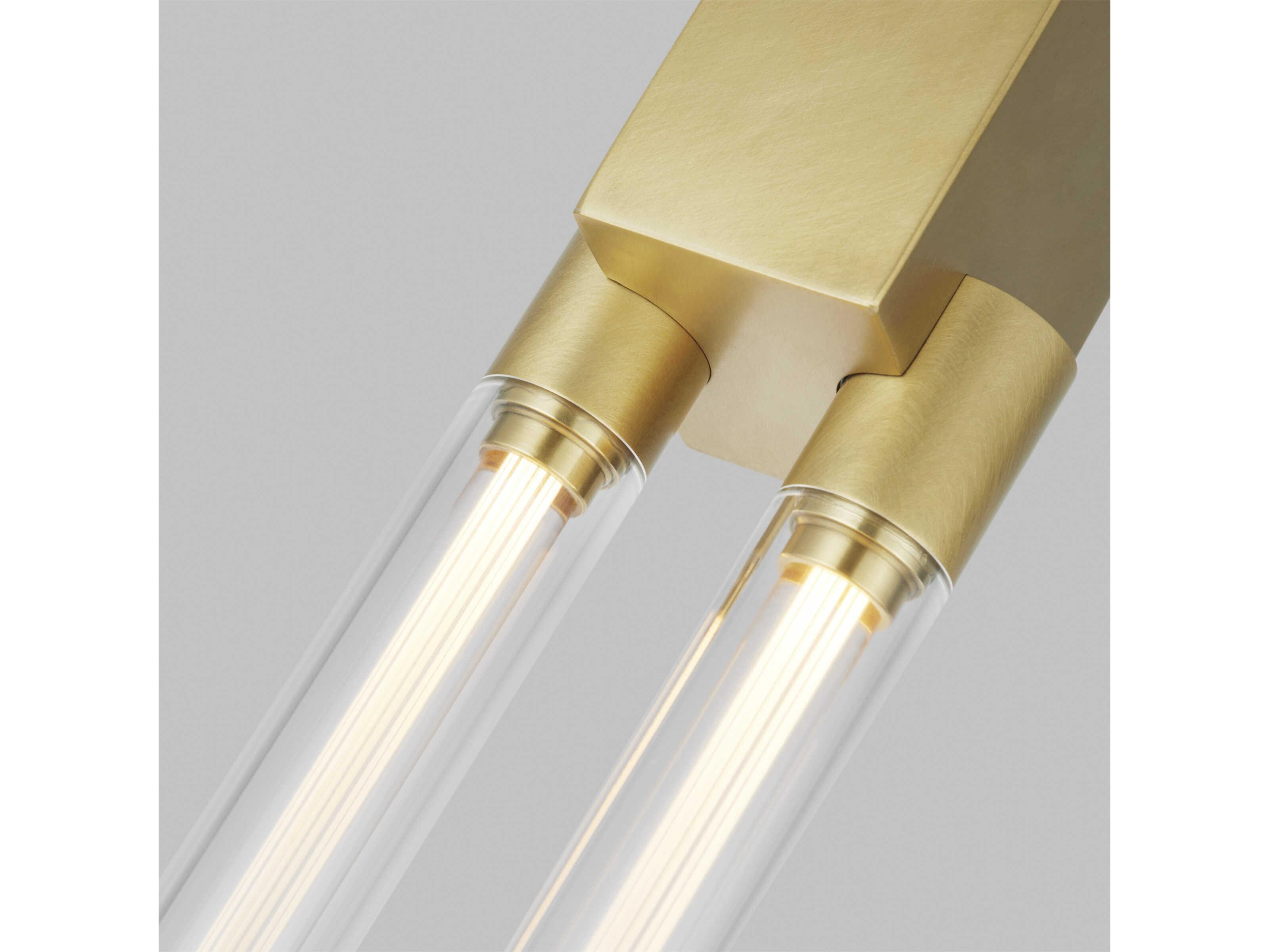 Visual Comfort Modern Phobos 2-Light Natural Brass Cylinder Linear Mini Pendant