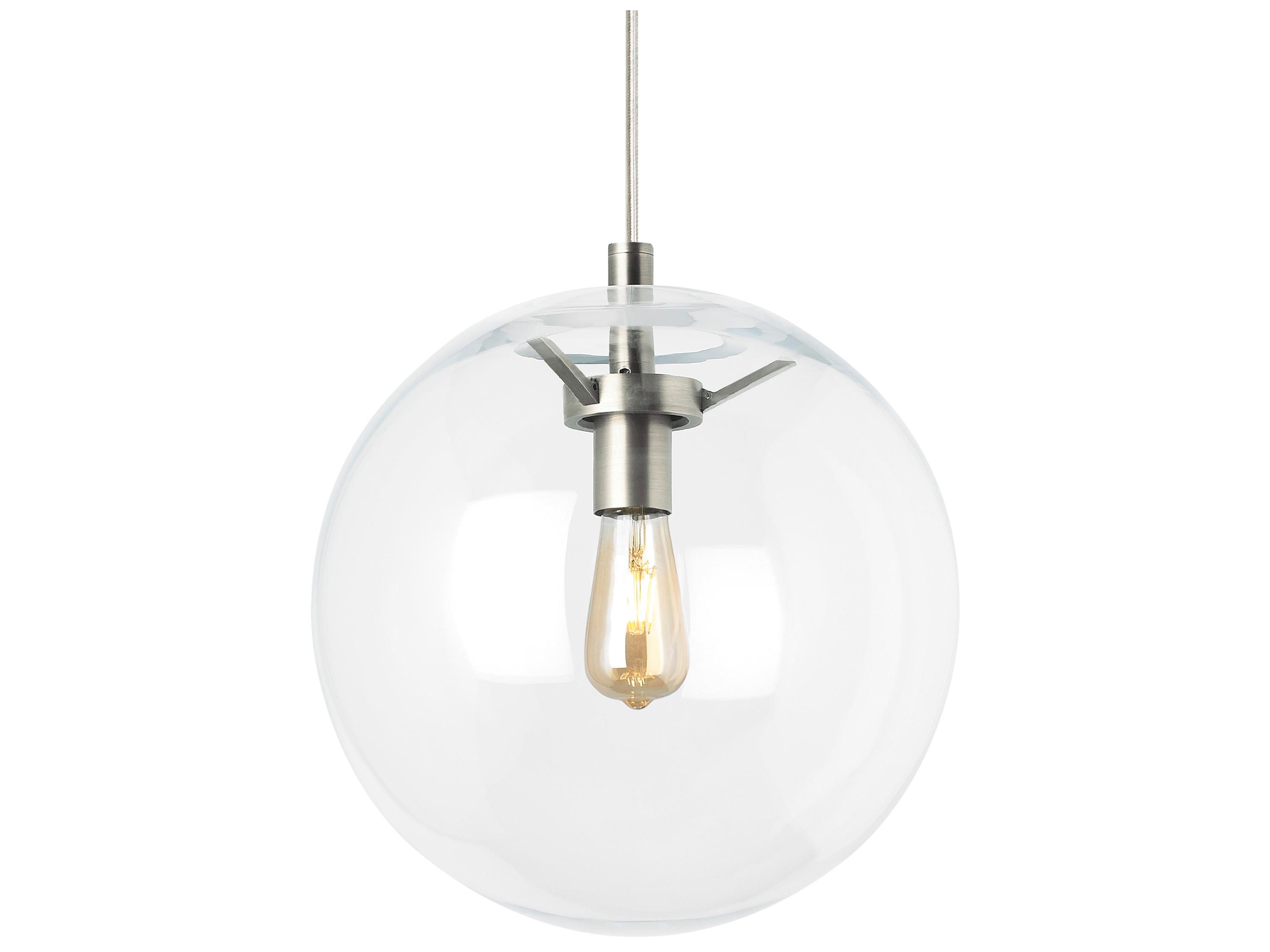 Visual Comfort Modern Palona 1-Light Satin Nickel Clear Globe Pendant