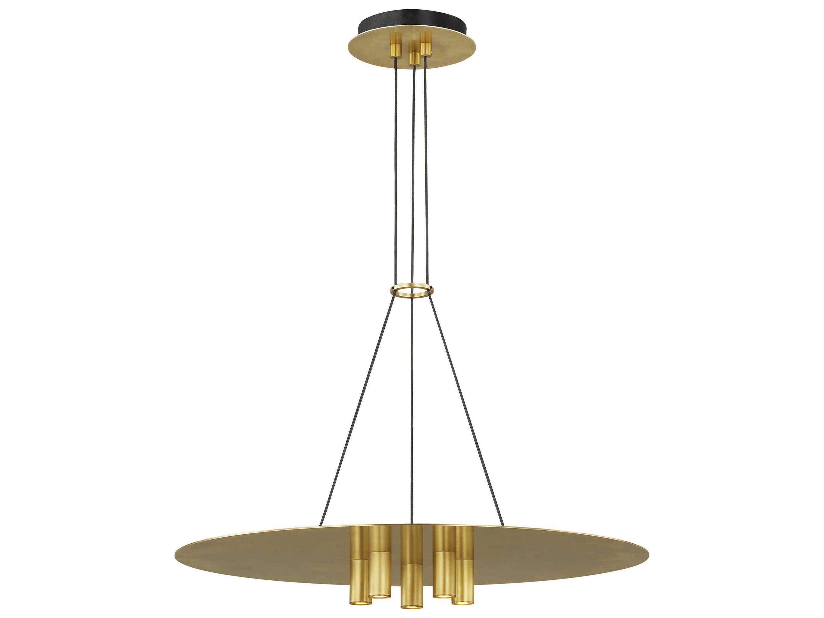 Visual Comfort Modern Ponte 1-Light Natural Brass Round Pendant