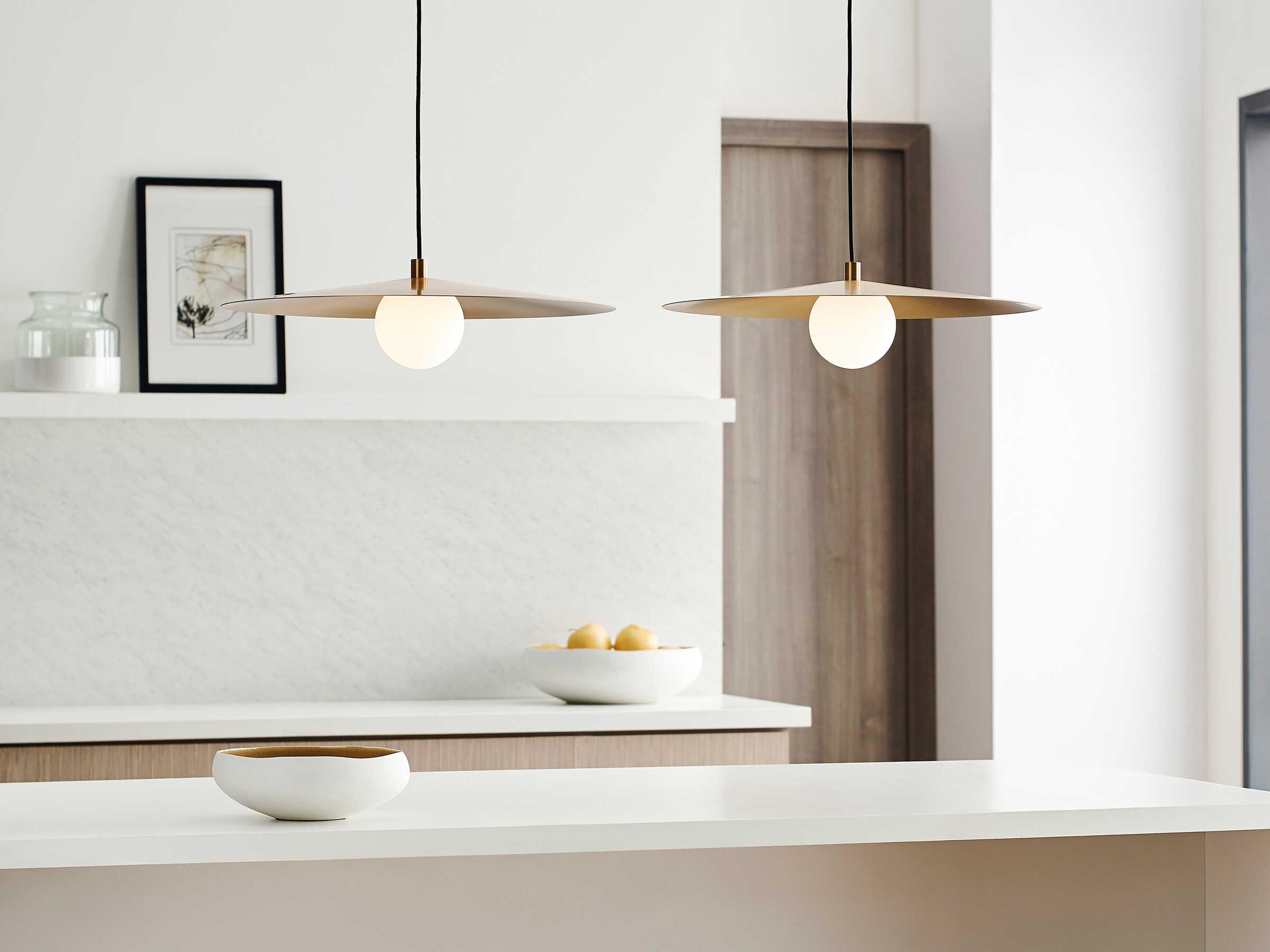 Visual Comfort Modern Pirlo 1-Light Aged Brass Pendant