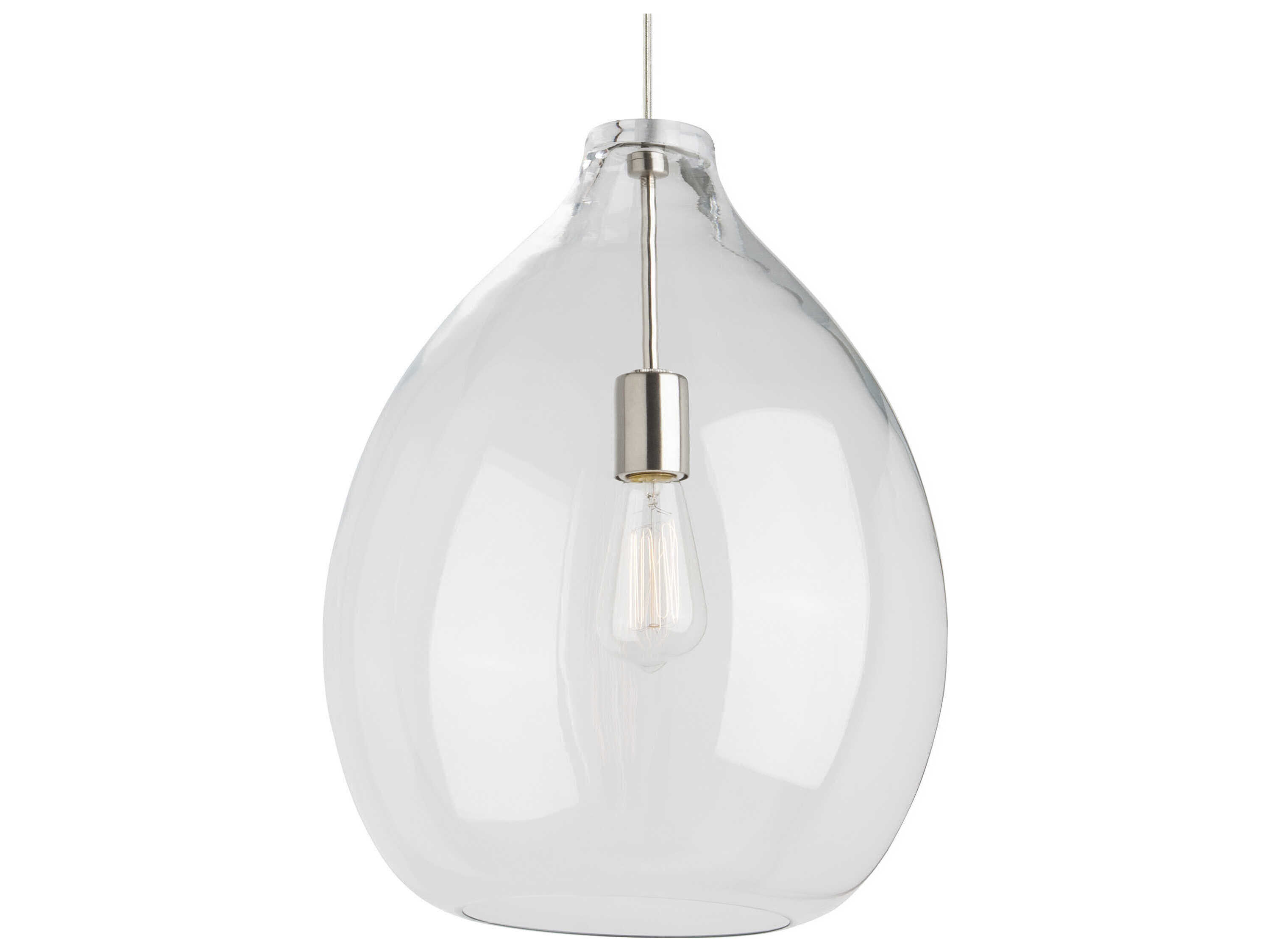 Visual Comfort Modern Quinton 1-Light Satin Nickel Clear Pendant