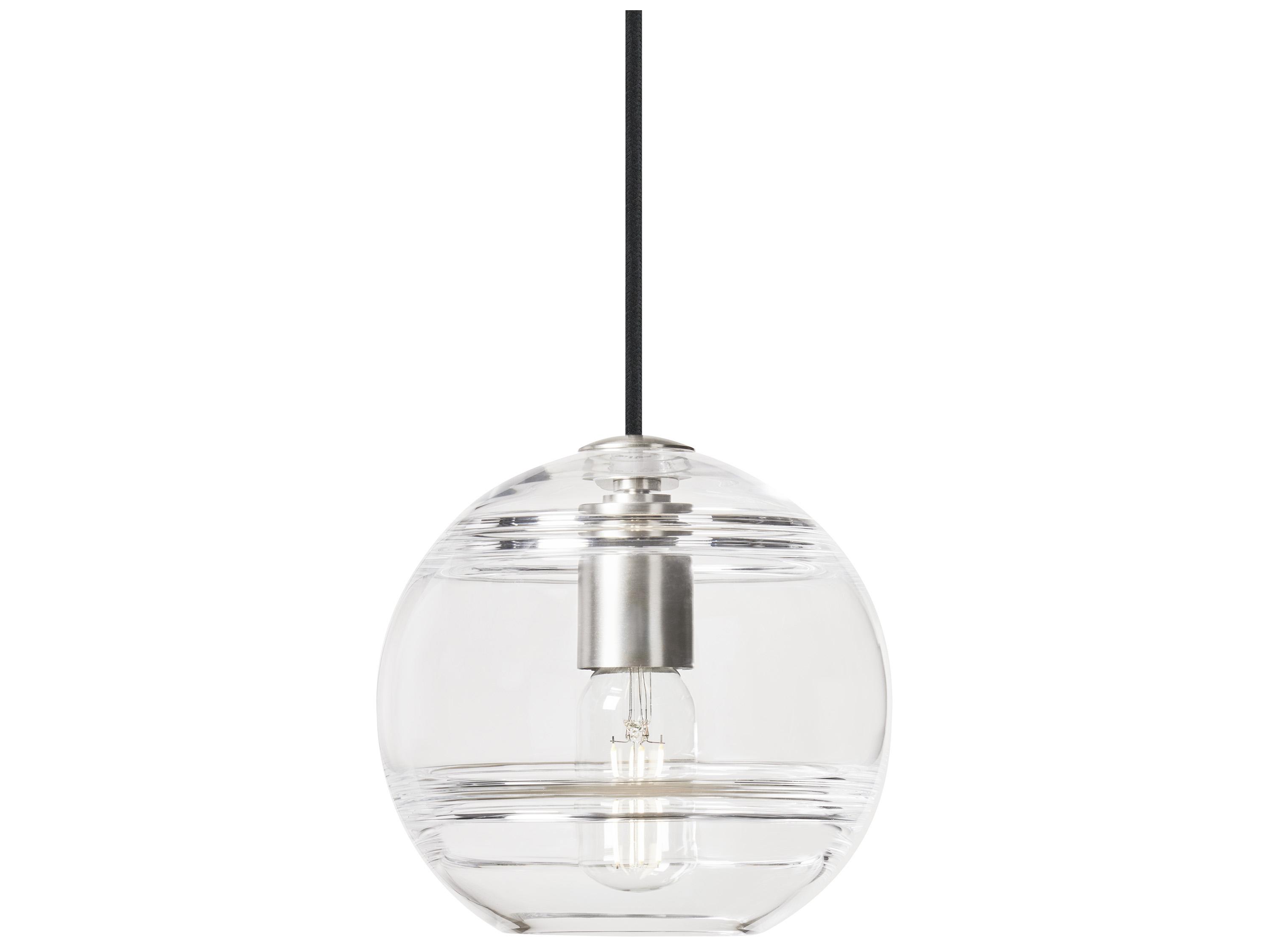 Visual Comfort Modern Sedona 1-Light Satin Nickel Clear Globe Mini Pendant