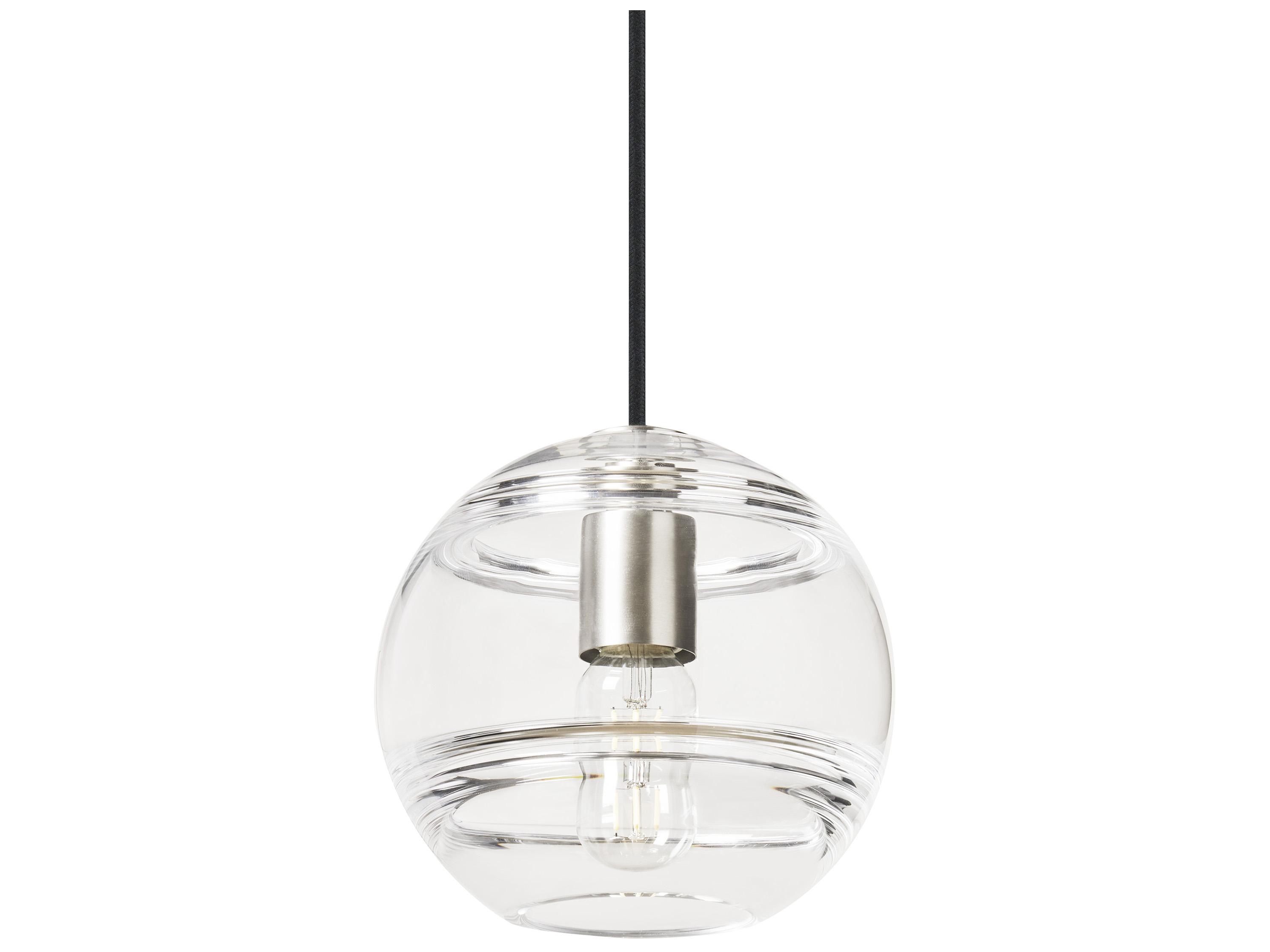 Visual Comfort Modern Sedona 1-Light Satin Nickel Clear Globe Mini Pendant