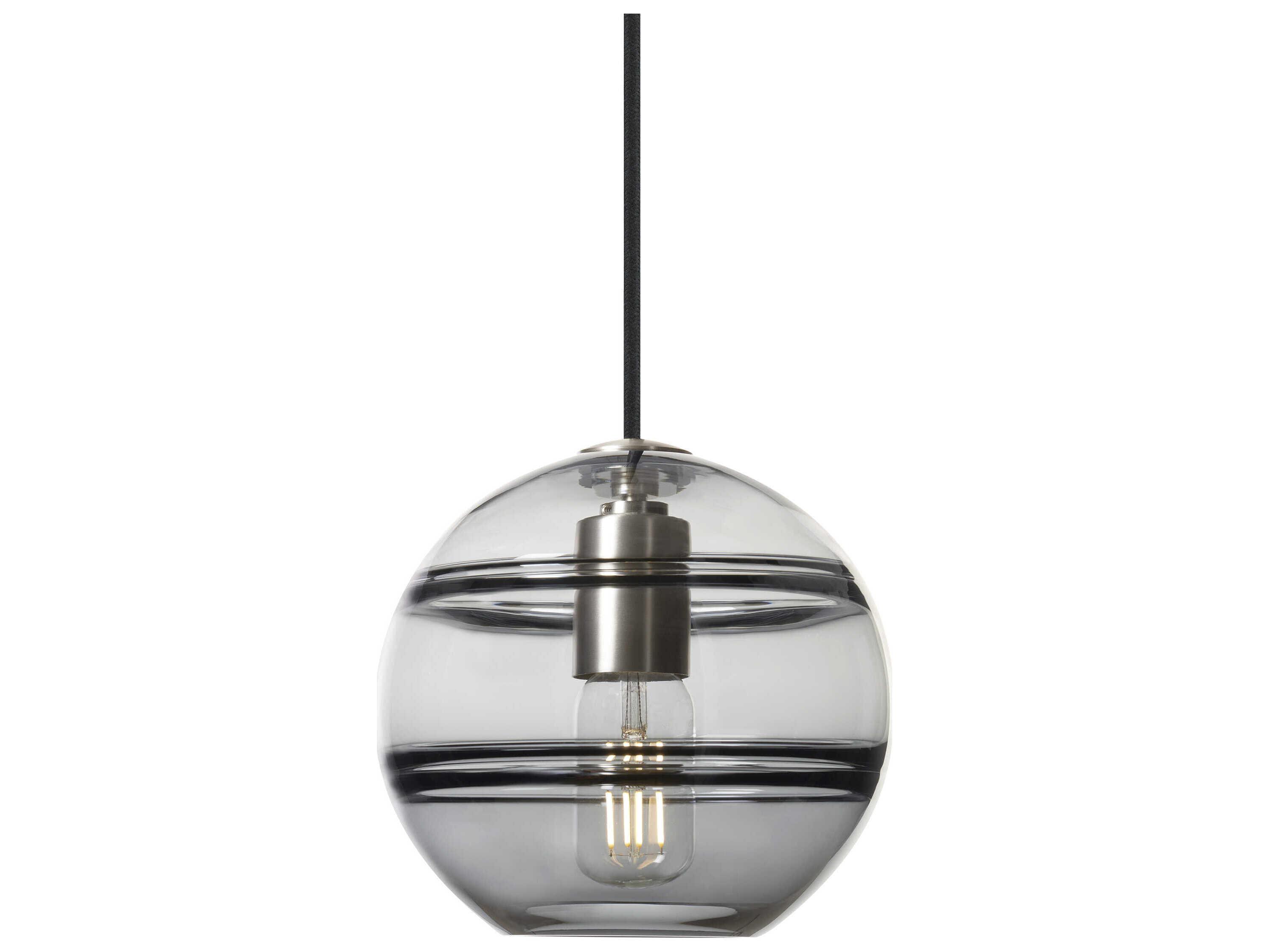 Visual Comfort Modern Sedona 1-Light Satin Nickel Black Globe Mini Pendant