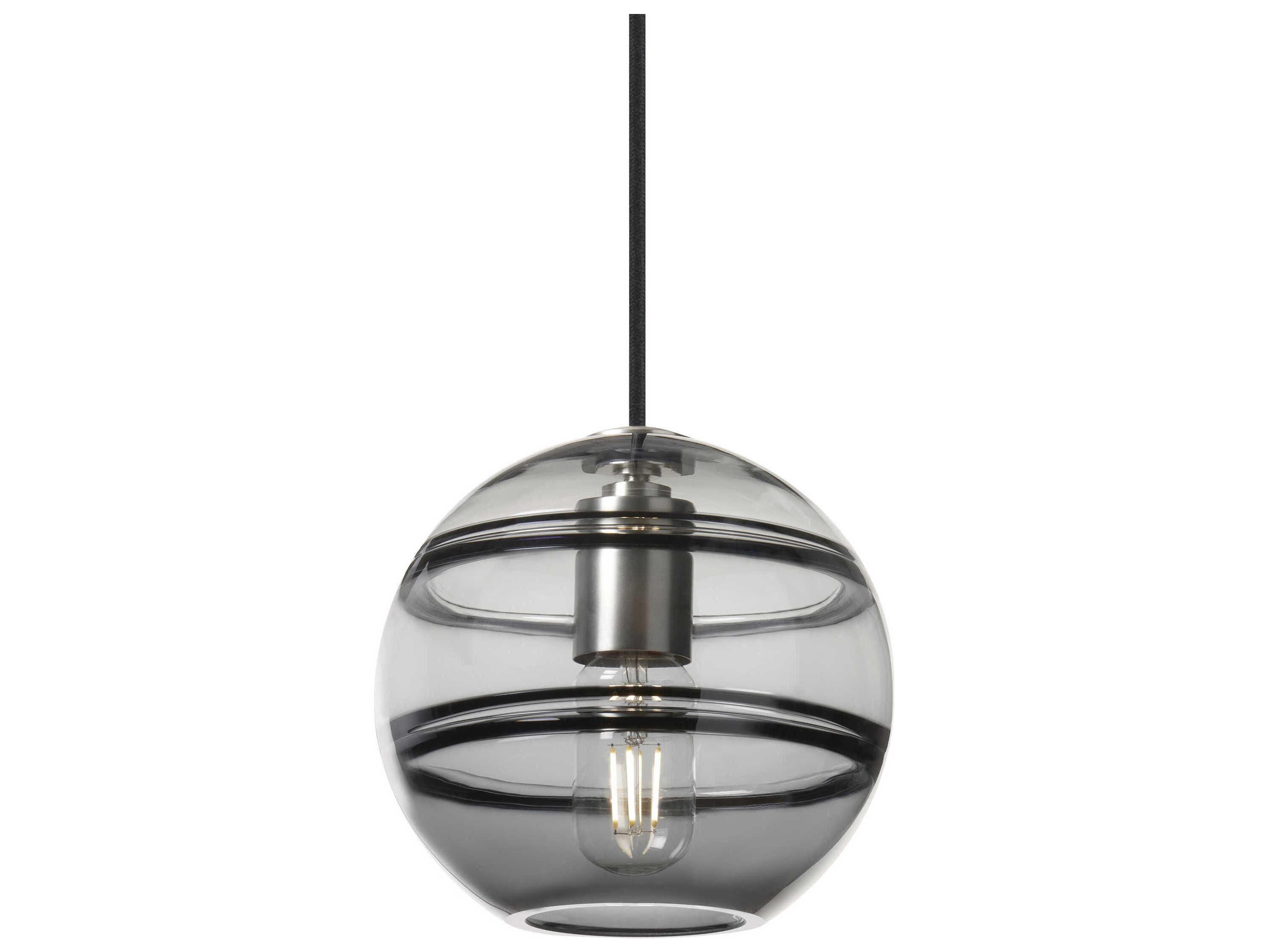 Visual Comfort Modern Sedona 1-Light Satin Nickel Black Globe Mini Pendant