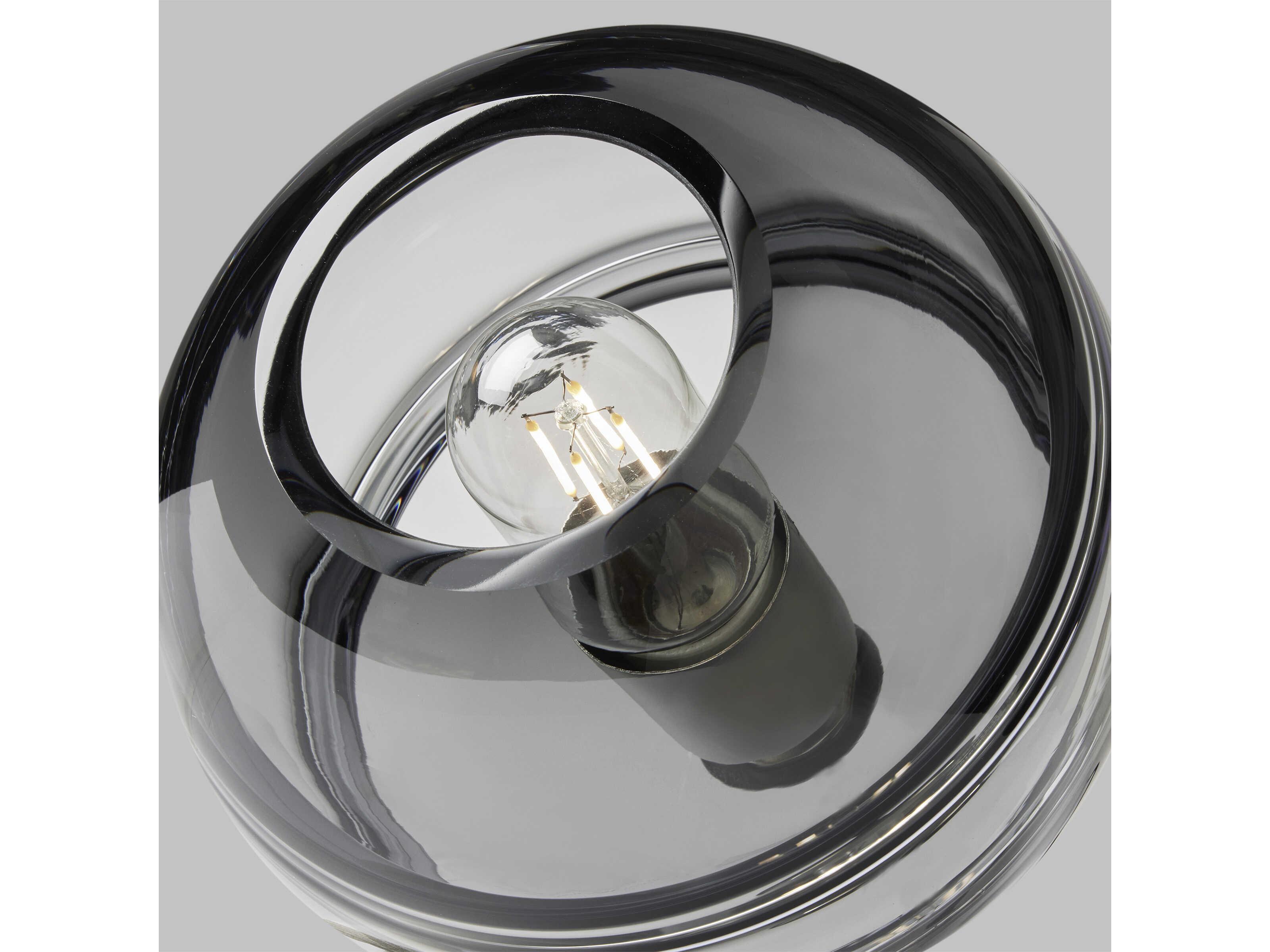 Visual Comfort Modern Sedona 1-Light Satin Nickel Black Globe Mini Pendant