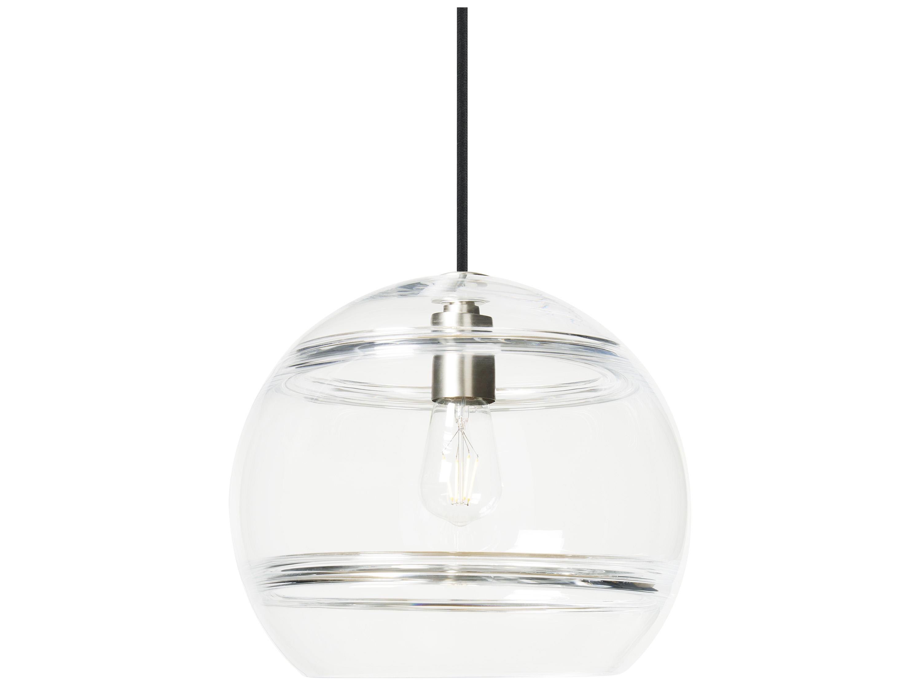 Visual Comfort Modern Sedona 1-Light Satin Nickel Clear Globe Mini Pendant