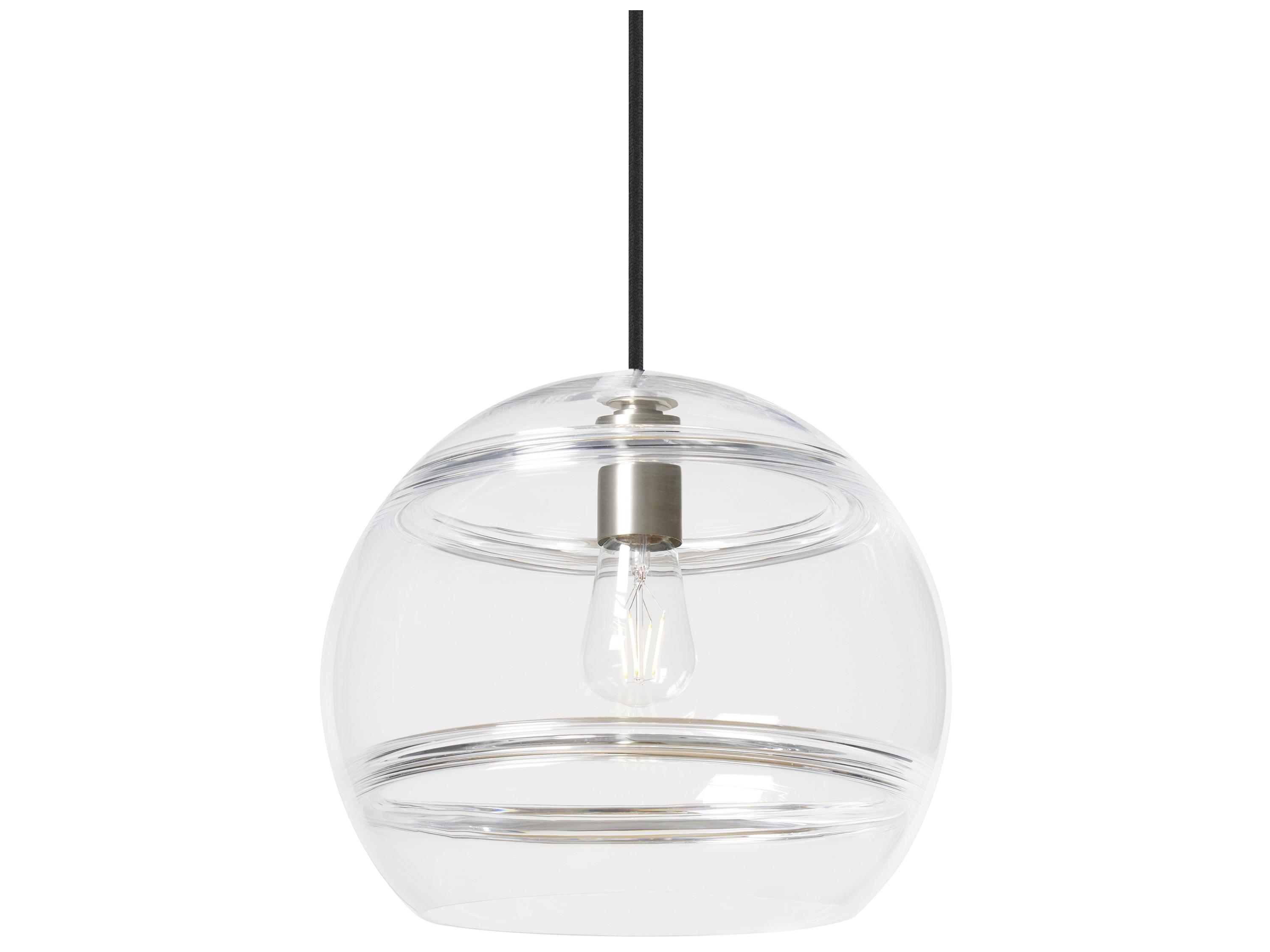 Visual Comfort Modern Sedona 1-Light Satin Nickel Clear Globe Mini Pendant