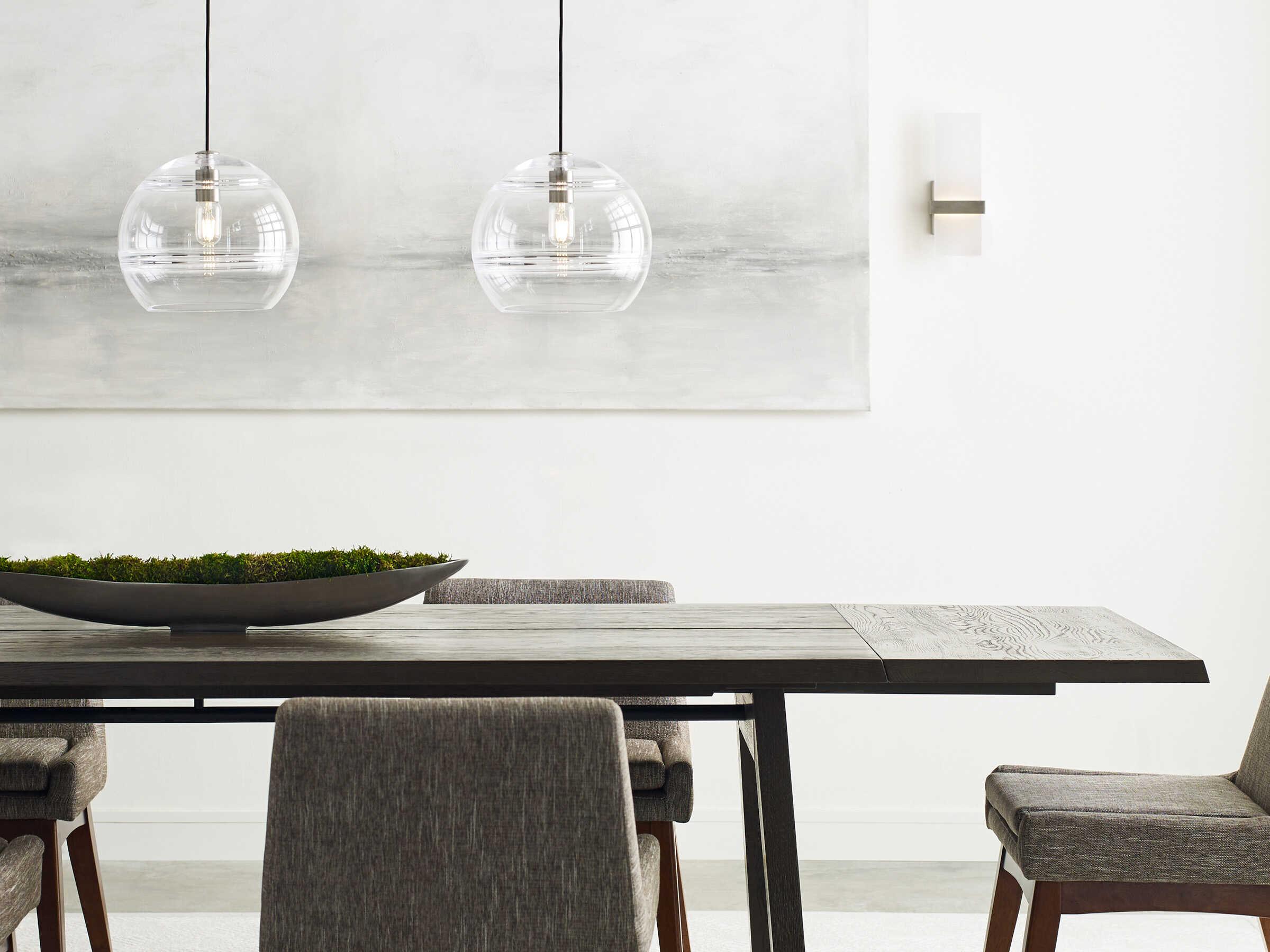 Visual Comfort Modern Sedona 1-Light Satin Nickel Clear Globe Mini Pendant