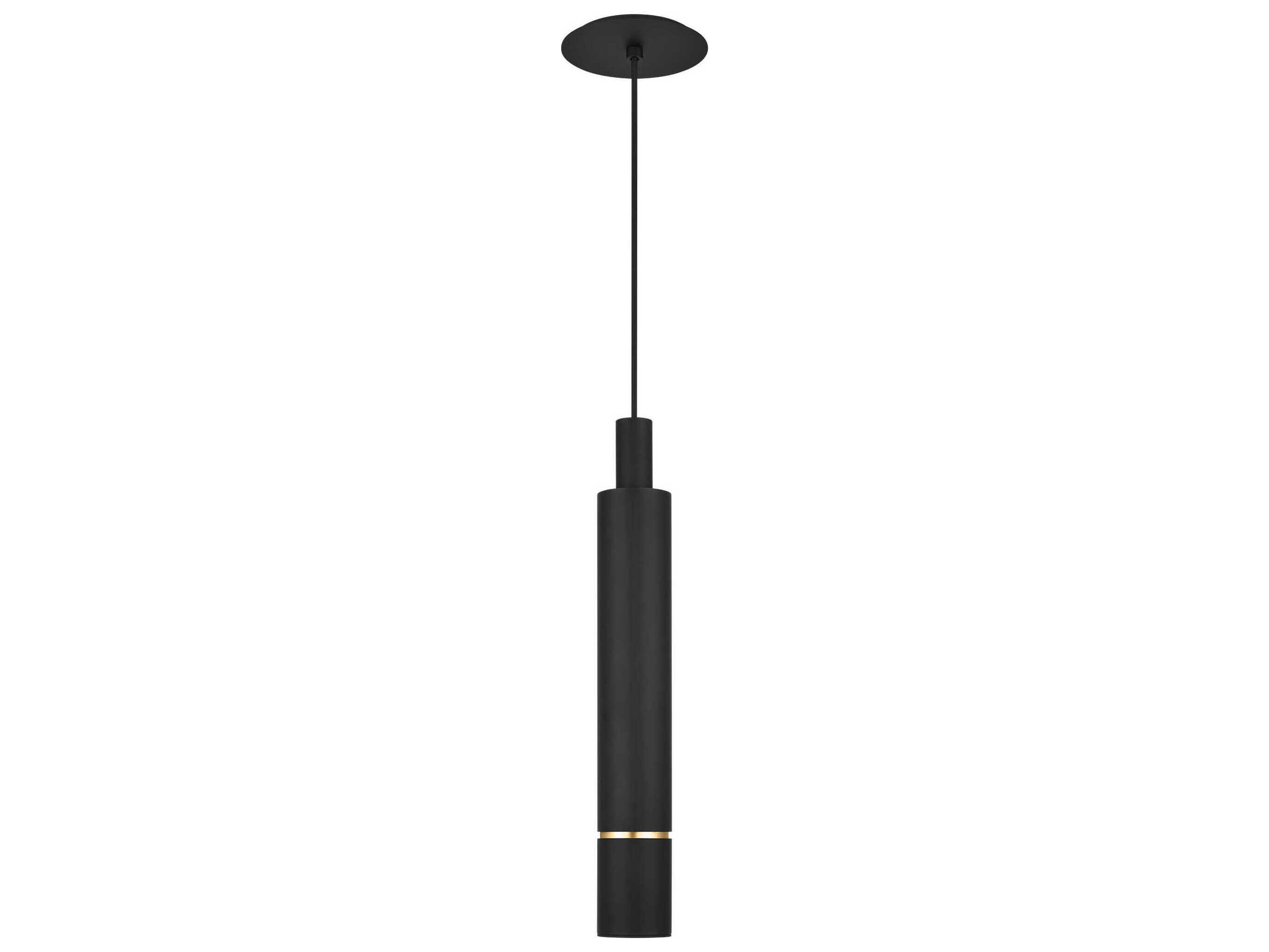 Visual Comfort Modern Sottile 1-Light Nightshade Black Cylinder Mini Pendant