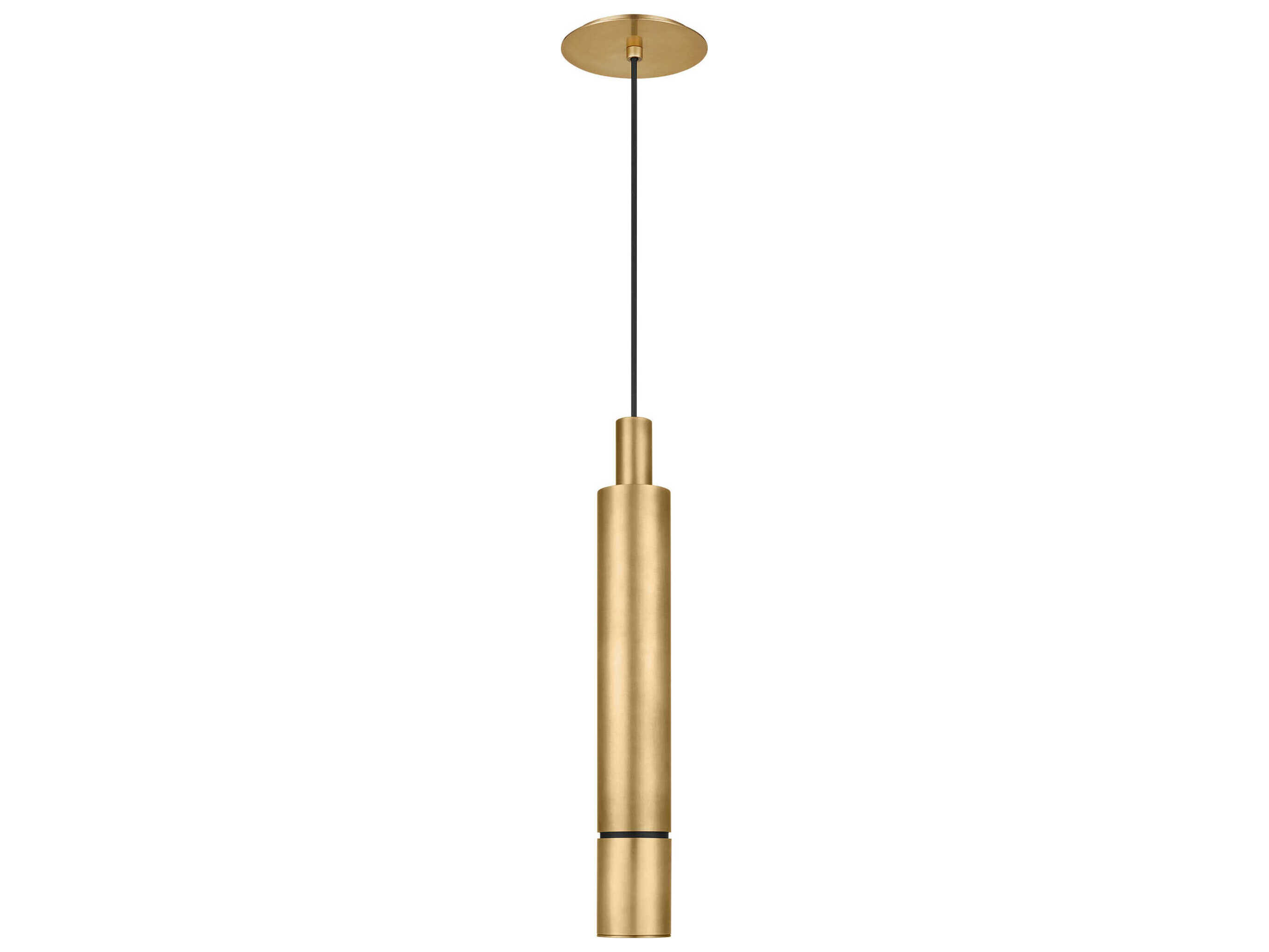 Visual Comfort Modern Sottile 1-Light Natural Brass Cylinder Mini Pendant
