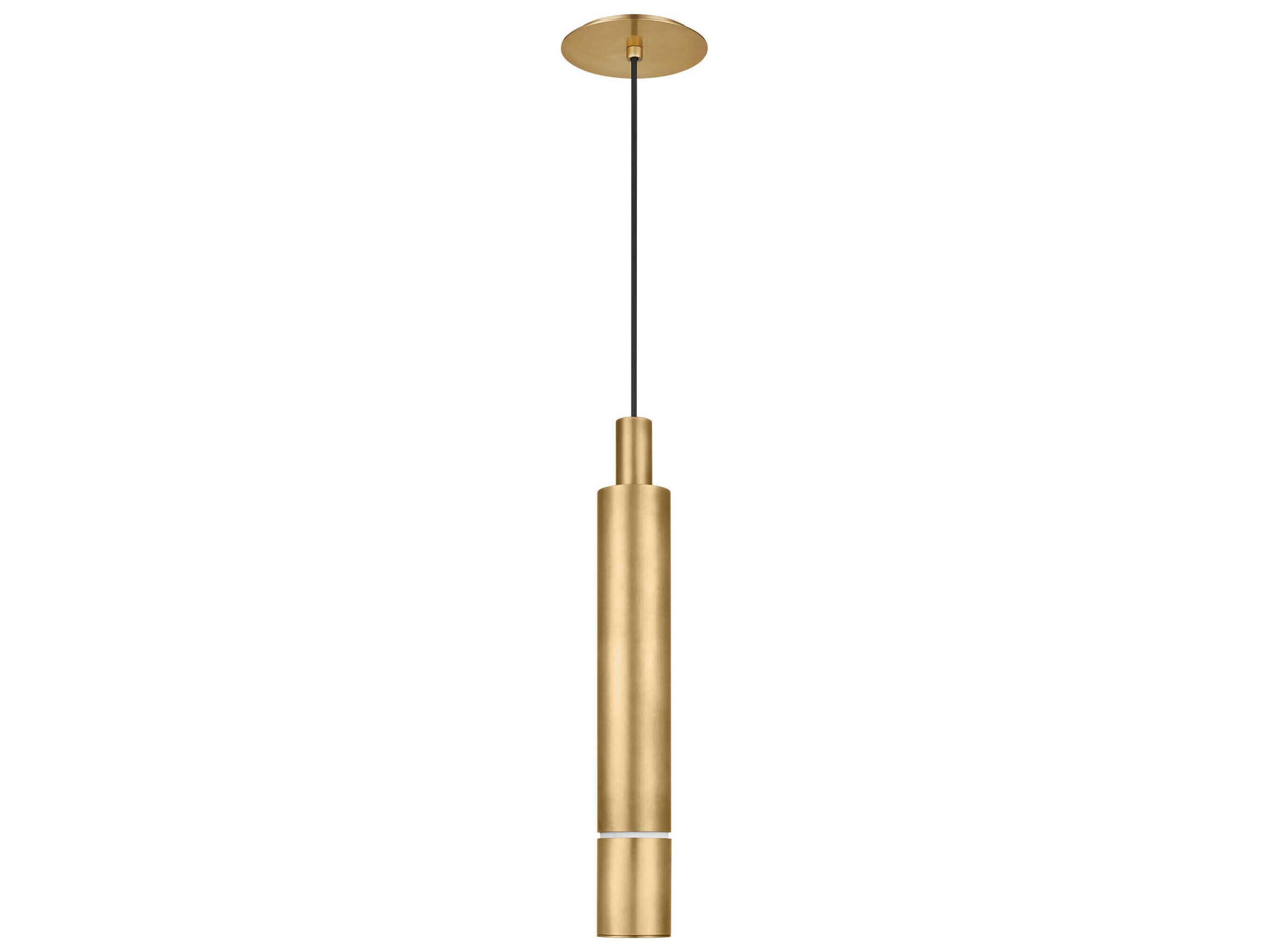 Visual Comfort Modern Sottile 1-Light Natural Brass Cylinder Mini Pendant