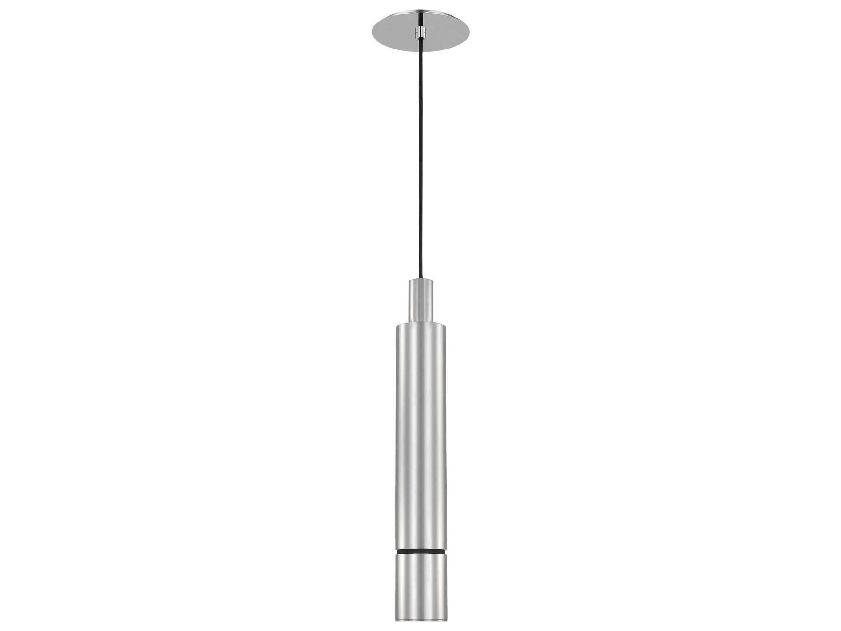 Visual Comfort Modern Sottile 1-Light Polished Stainless Steel Cylinder Mini Pendant