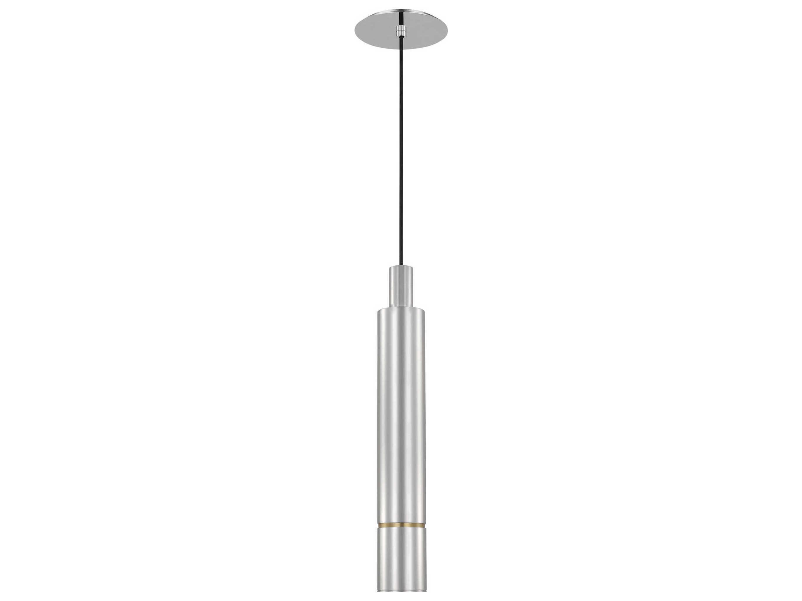 Visual Comfort Modern Sottile 1-Light Polished Stainless Steel Cylinder Mini Pendant