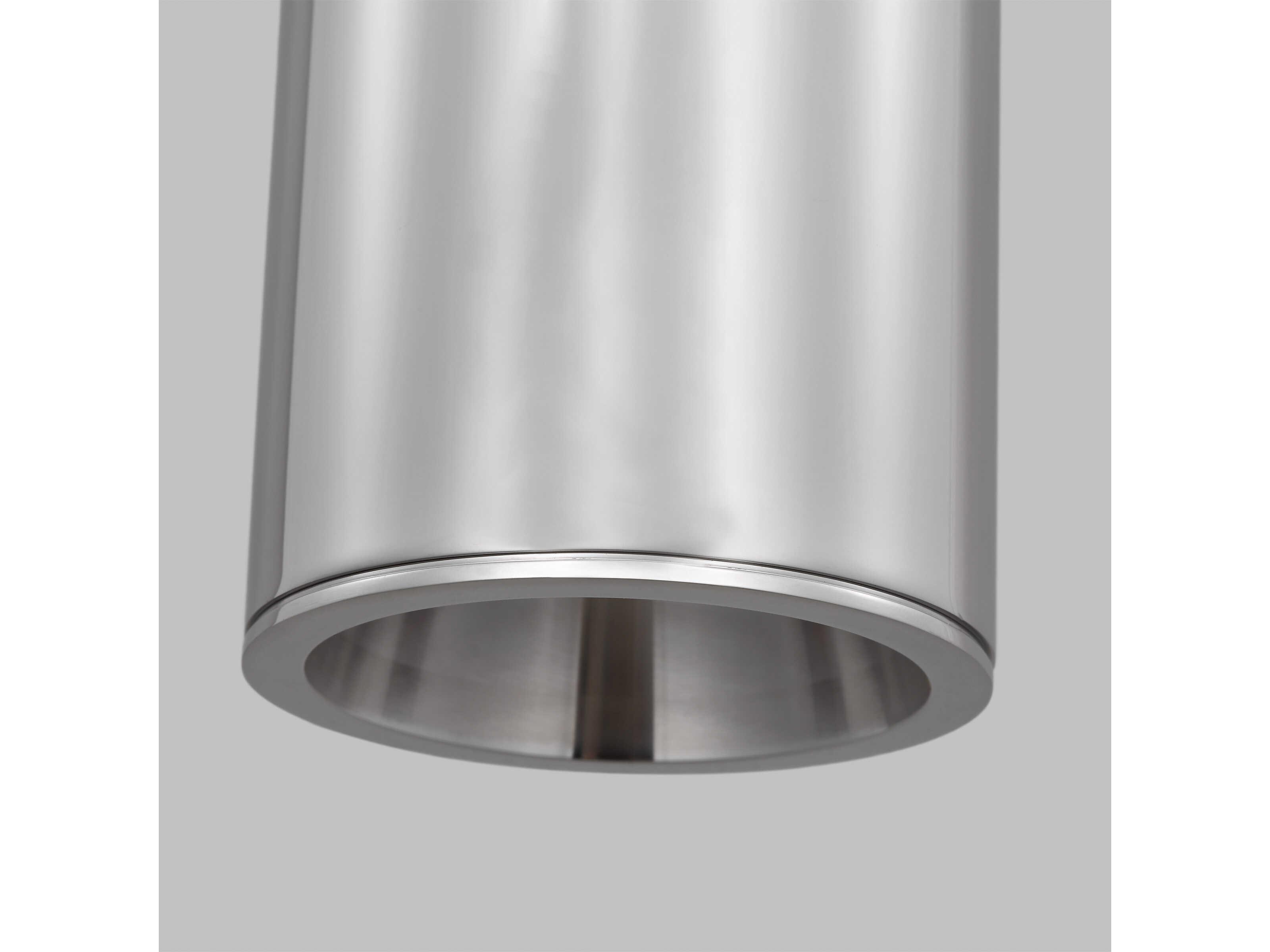 Visual Comfort Modern Sottile 1-Light Polished Stainless Steel Cylinder Mini Pendant