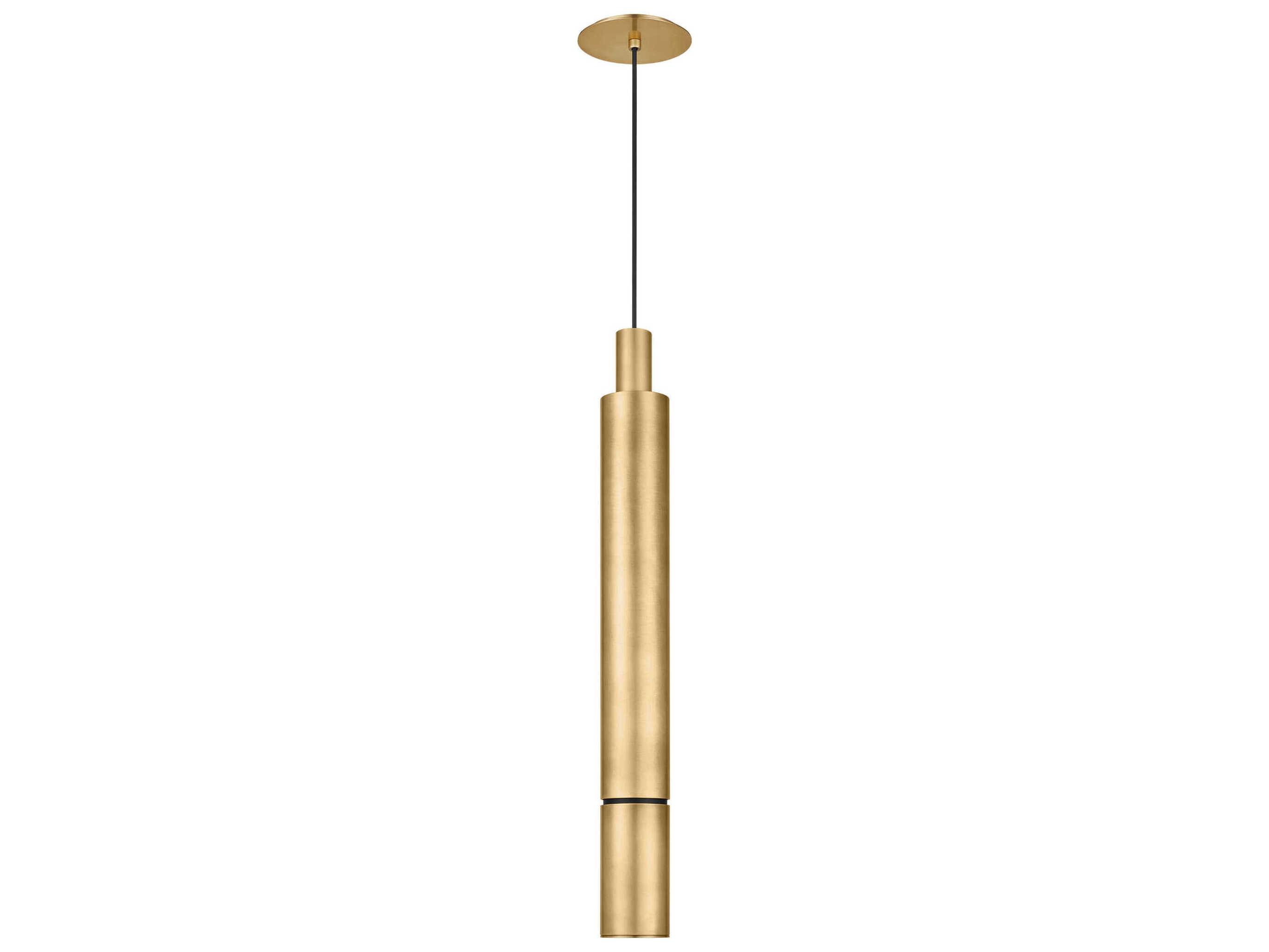 Visual Comfort Modern Sottile 1-Light Natural Brass Cylinder Mini Pendant