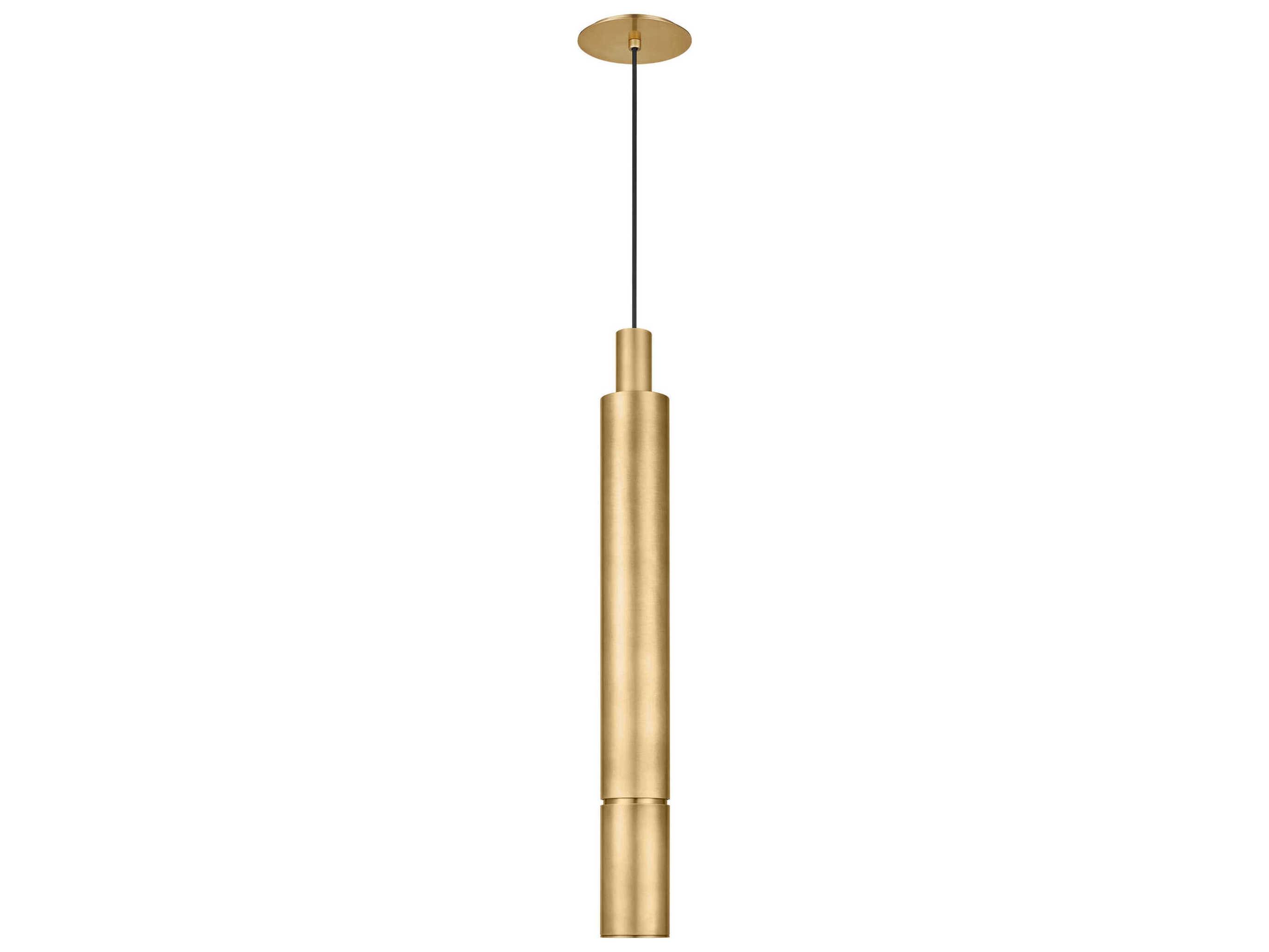 Visual Comfort Modern Sottile 1-Light Natural Brass Cylinder Mini Pendant