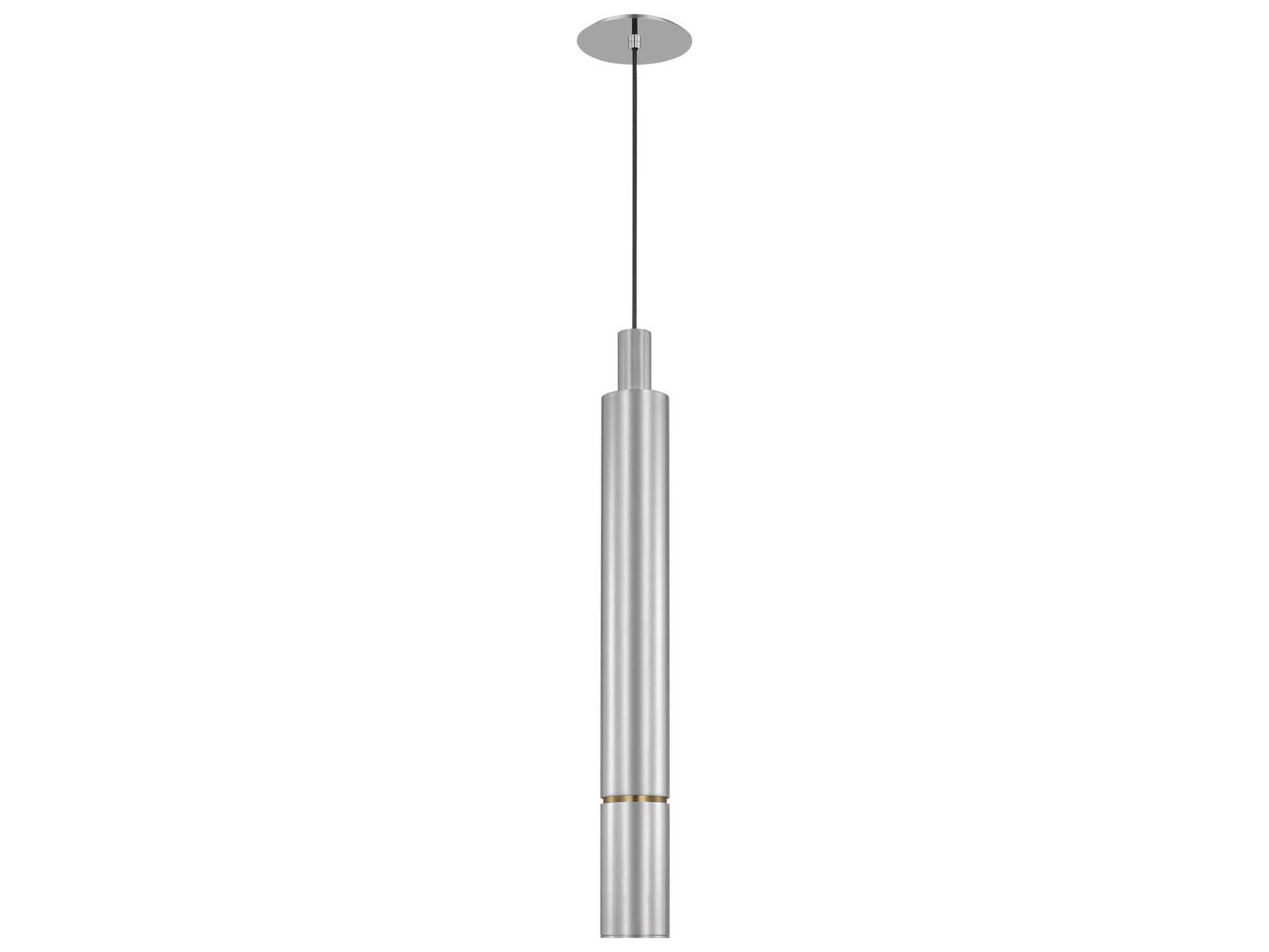 Visual Comfort Modern Sottile 1-Light Polished Stainless Steel Cylinder Mini Pendant