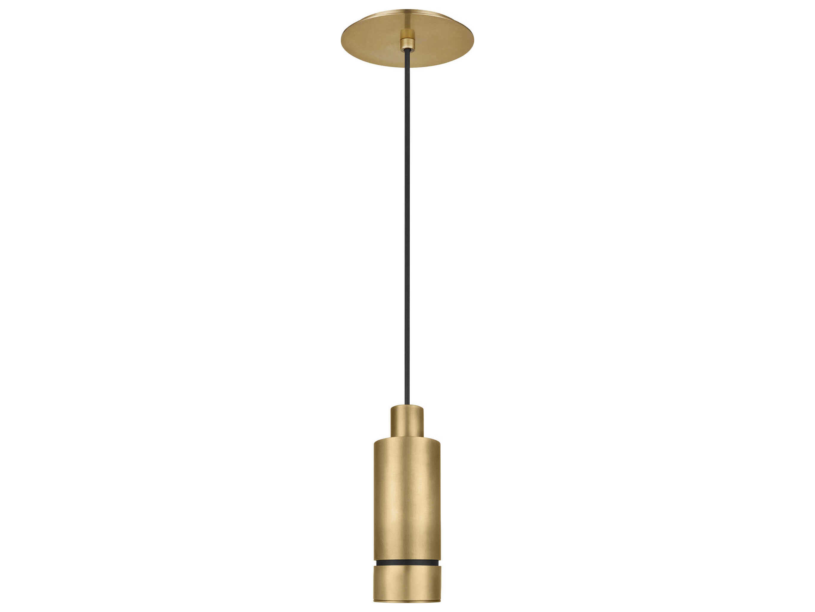 Visual Comfort Modern Sottile 1-Light Natural Brass Cylinder Mini Pendant