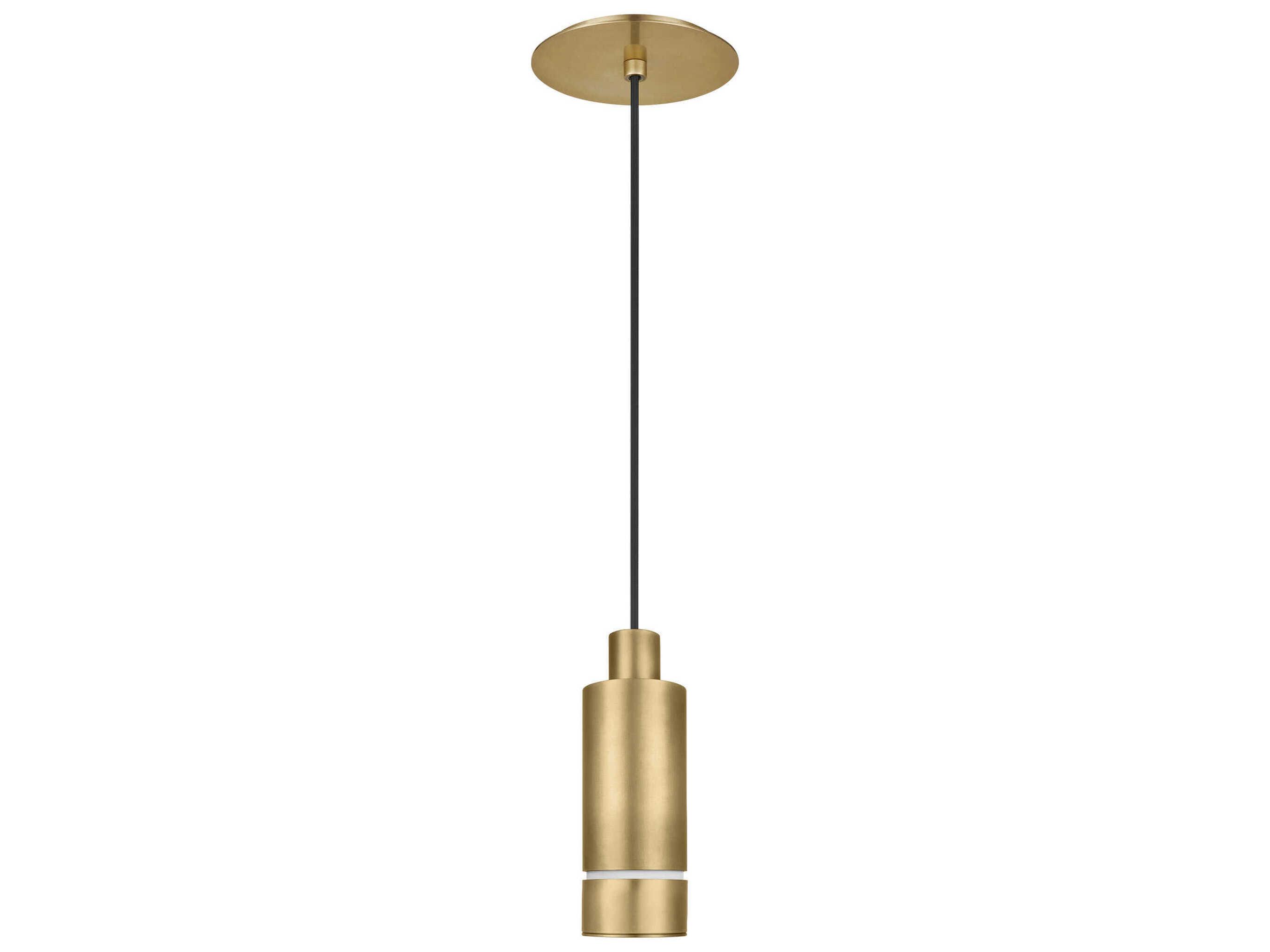 Visual Comfort Modern Sottile 1-Light Natural Brass Cylinder Mini Pendant