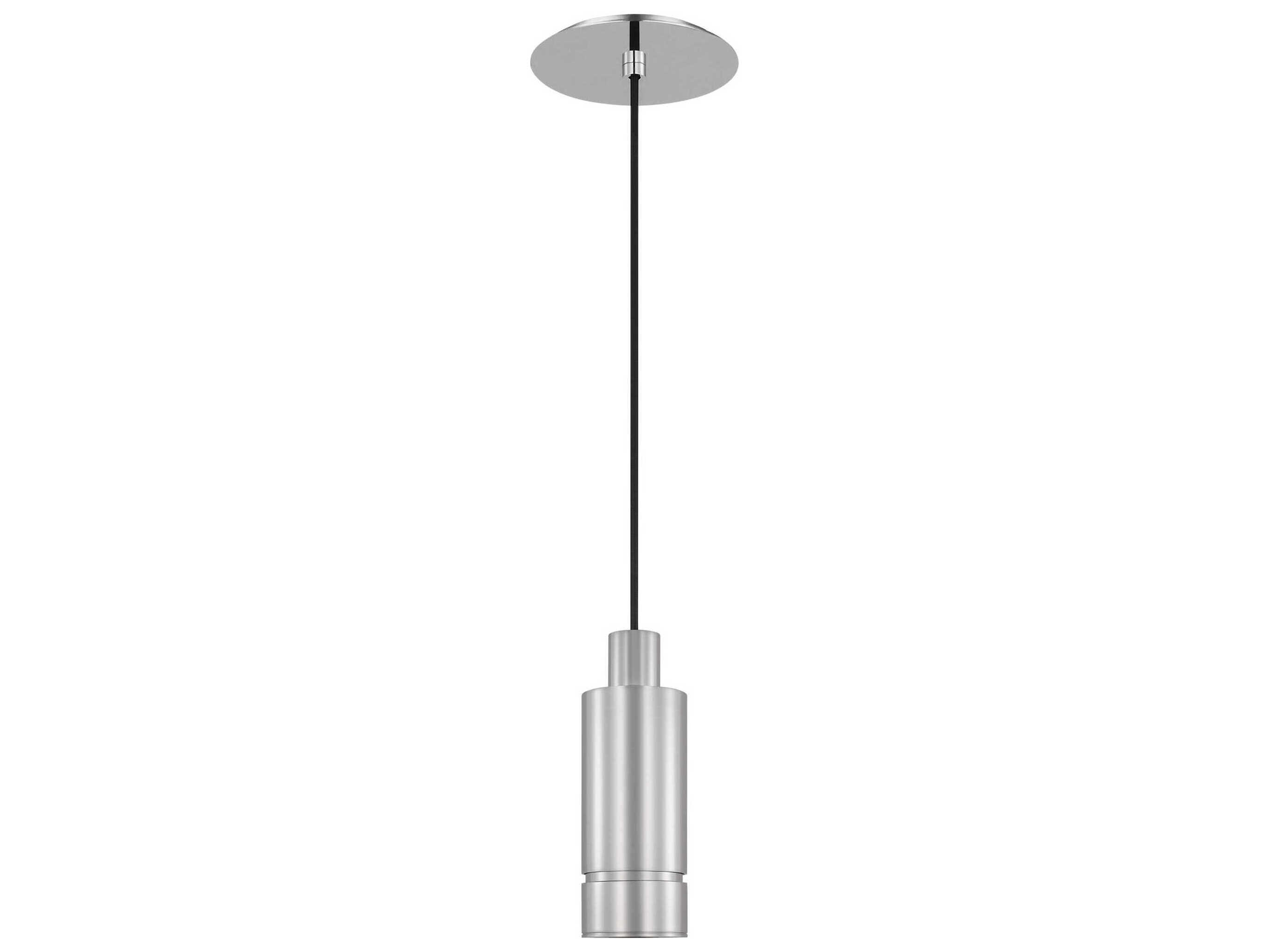 Visual Comfort Modern Sottile 1-Light Polished Stainless Steel Cylinder Mini Pendant