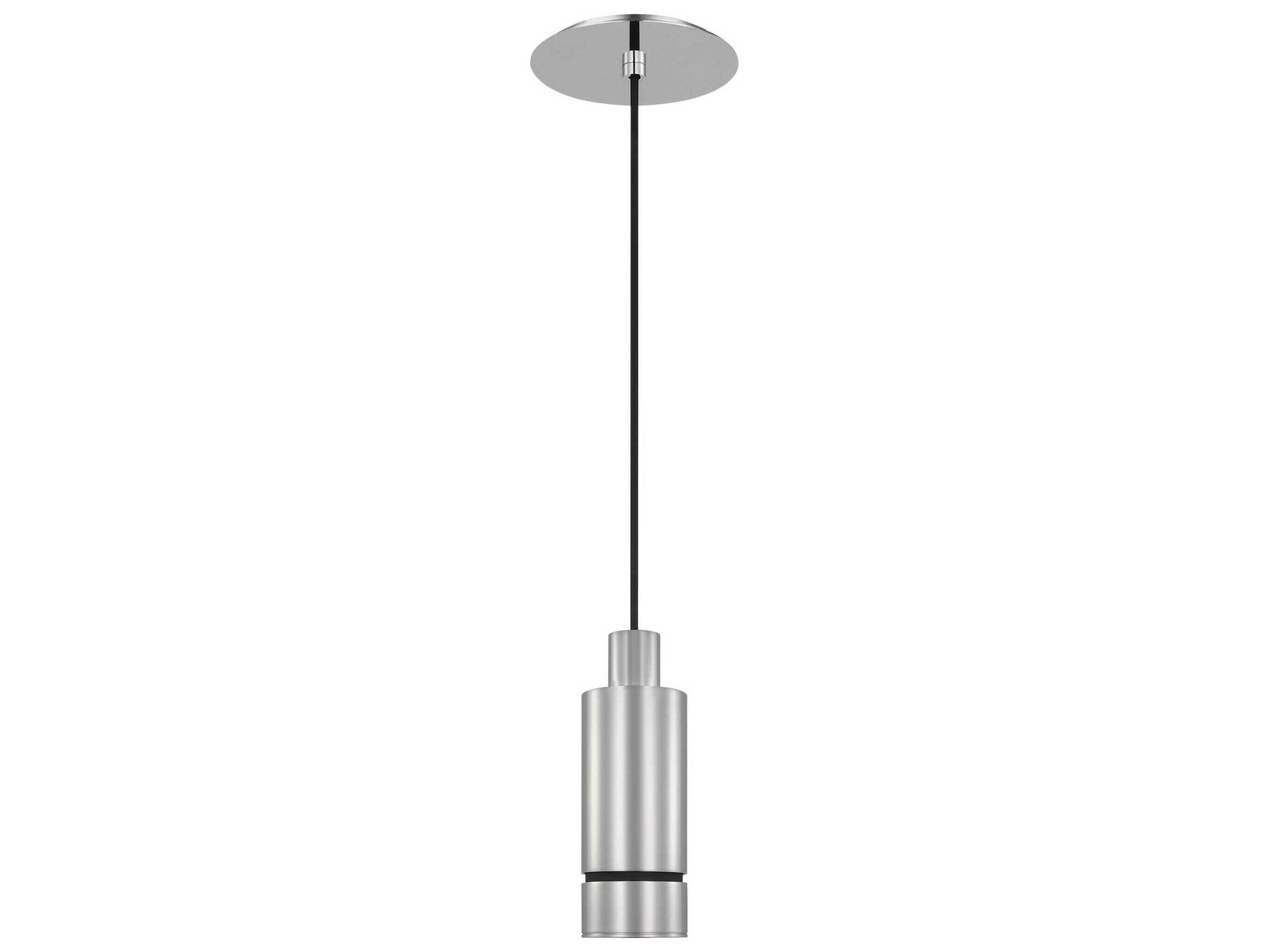 Visual Comfort Modern Sottile 1-Light Polished Stainless Steel Cylinder Mini Pendant