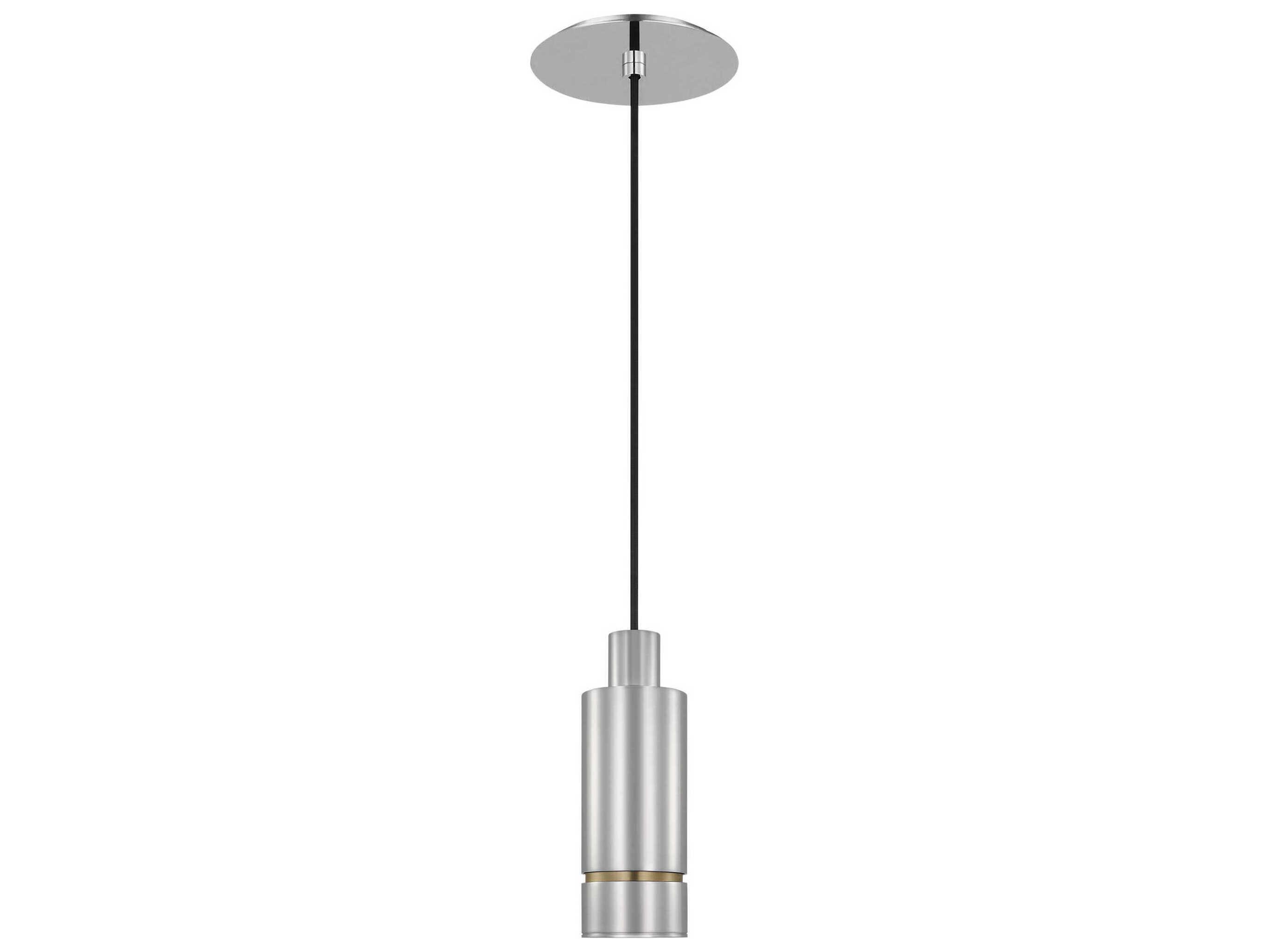 Visual Comfort Modern Sottile 1-Light Polished Stainless Steel Cylinder Mini Pendant
