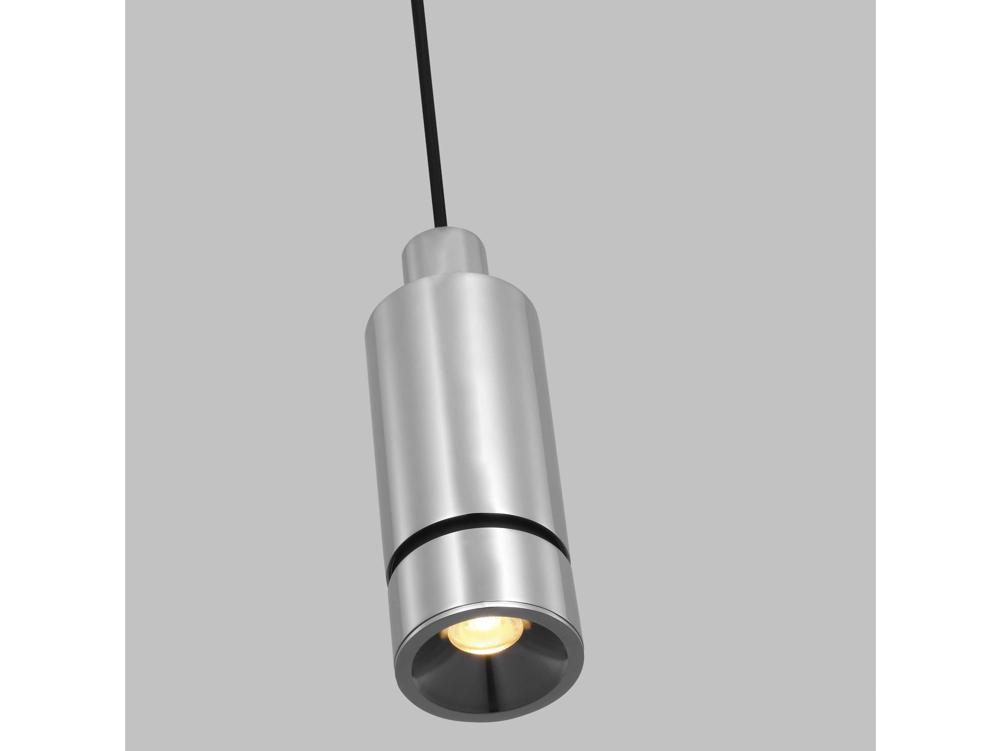 Visual Comfort Modern Sottile 1-Light Polished Stainless Steel Cylinder Mini Pendant