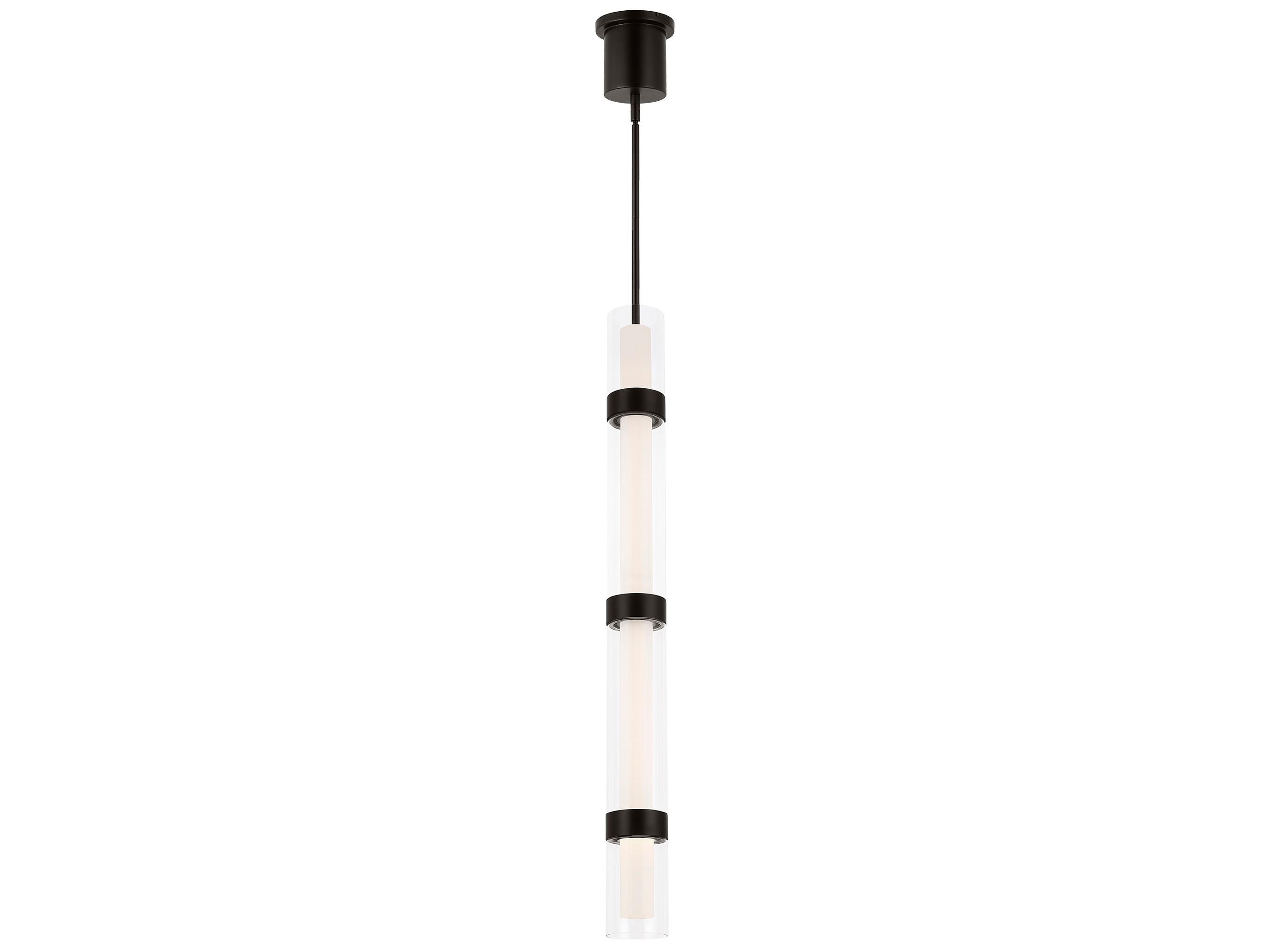 Visual Comfort Modern Wit 1-Light Black Cylinder Linear Mini Pendant