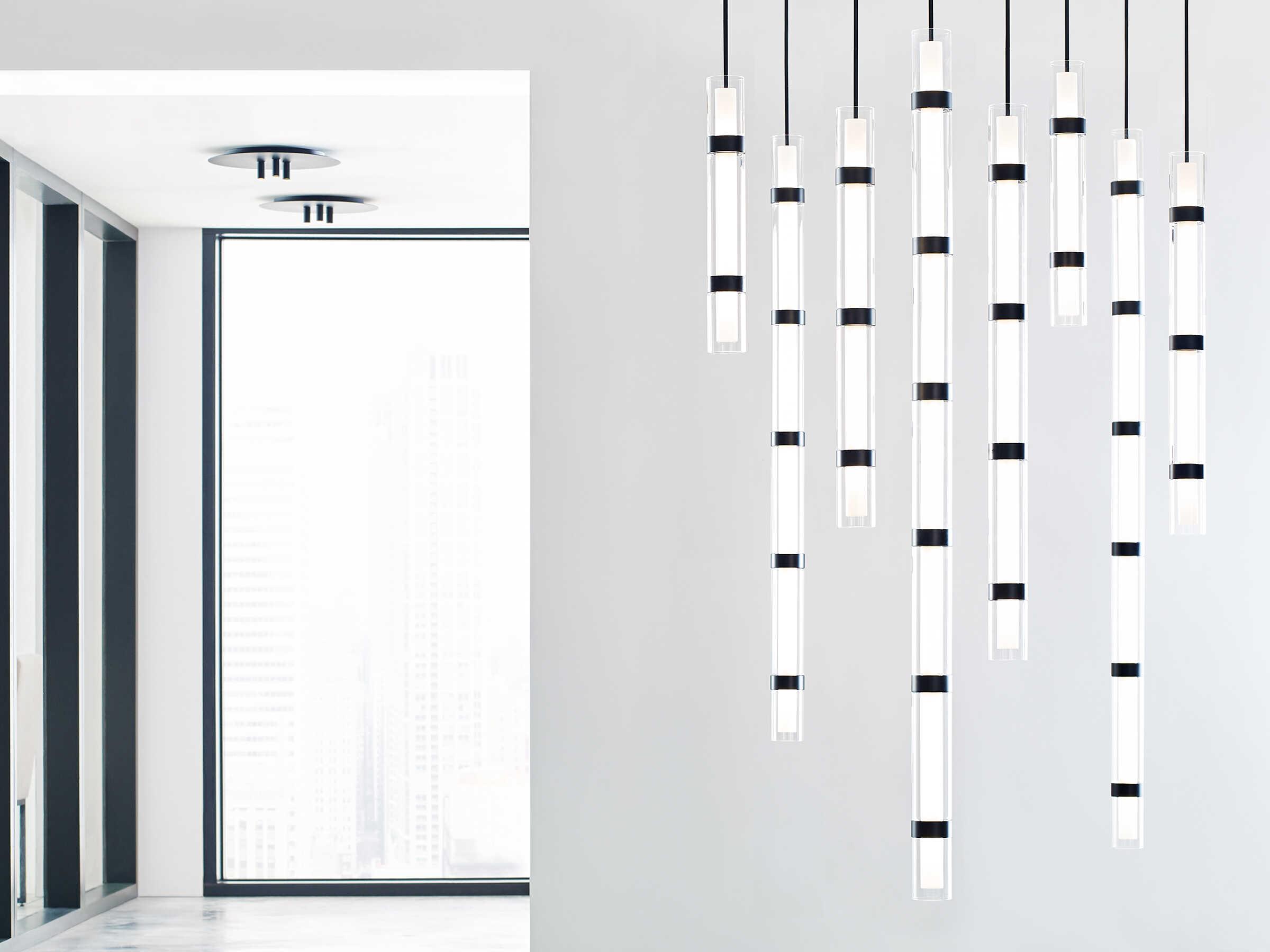 Visual Comfort Modern Wit 1-Light Black Cylinder Linear Mini Pendant