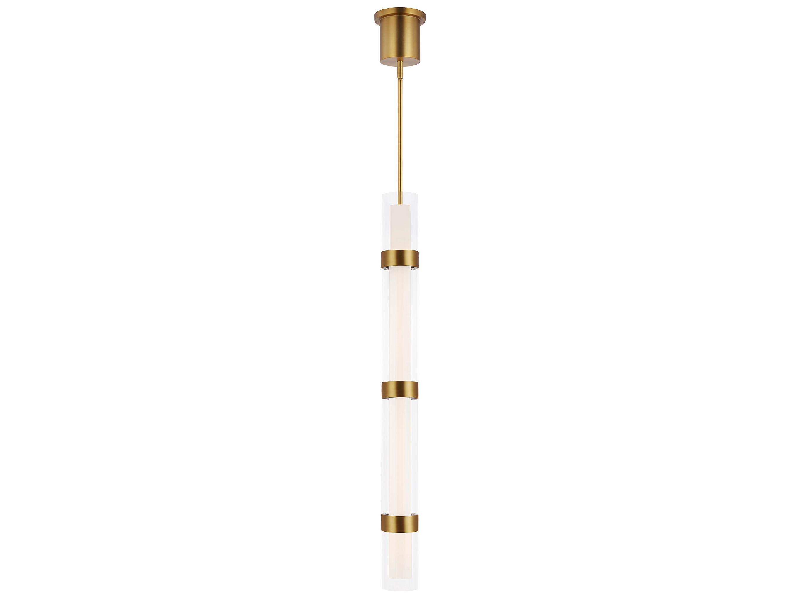 Visual Comfort Modern Wit 1-Light Aged Brass Cylinder Linear Mini Pendant