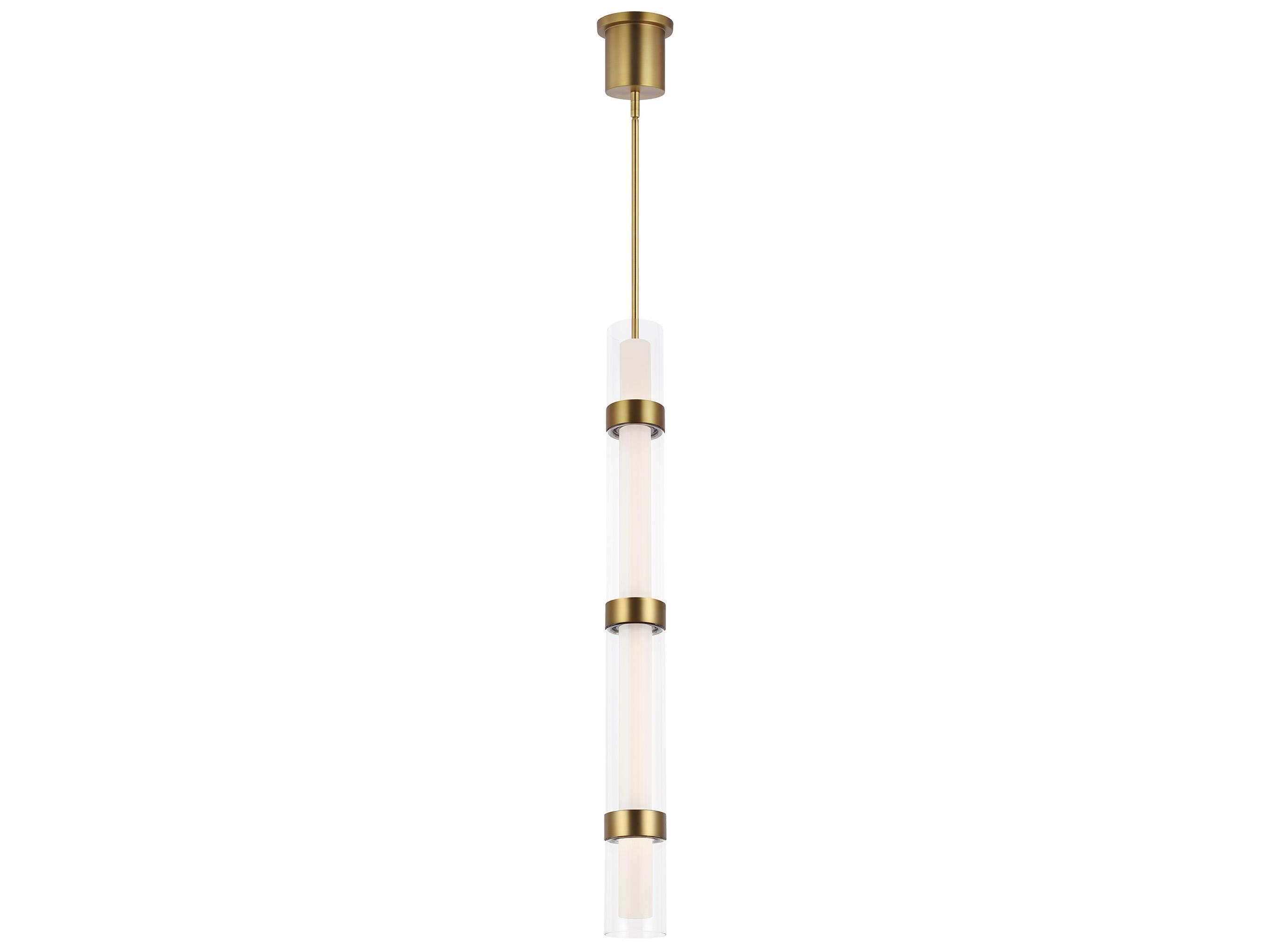 Visual Comfort Modern Wit 1-Light Aged Brass Cylinder Linear Mini Pendant