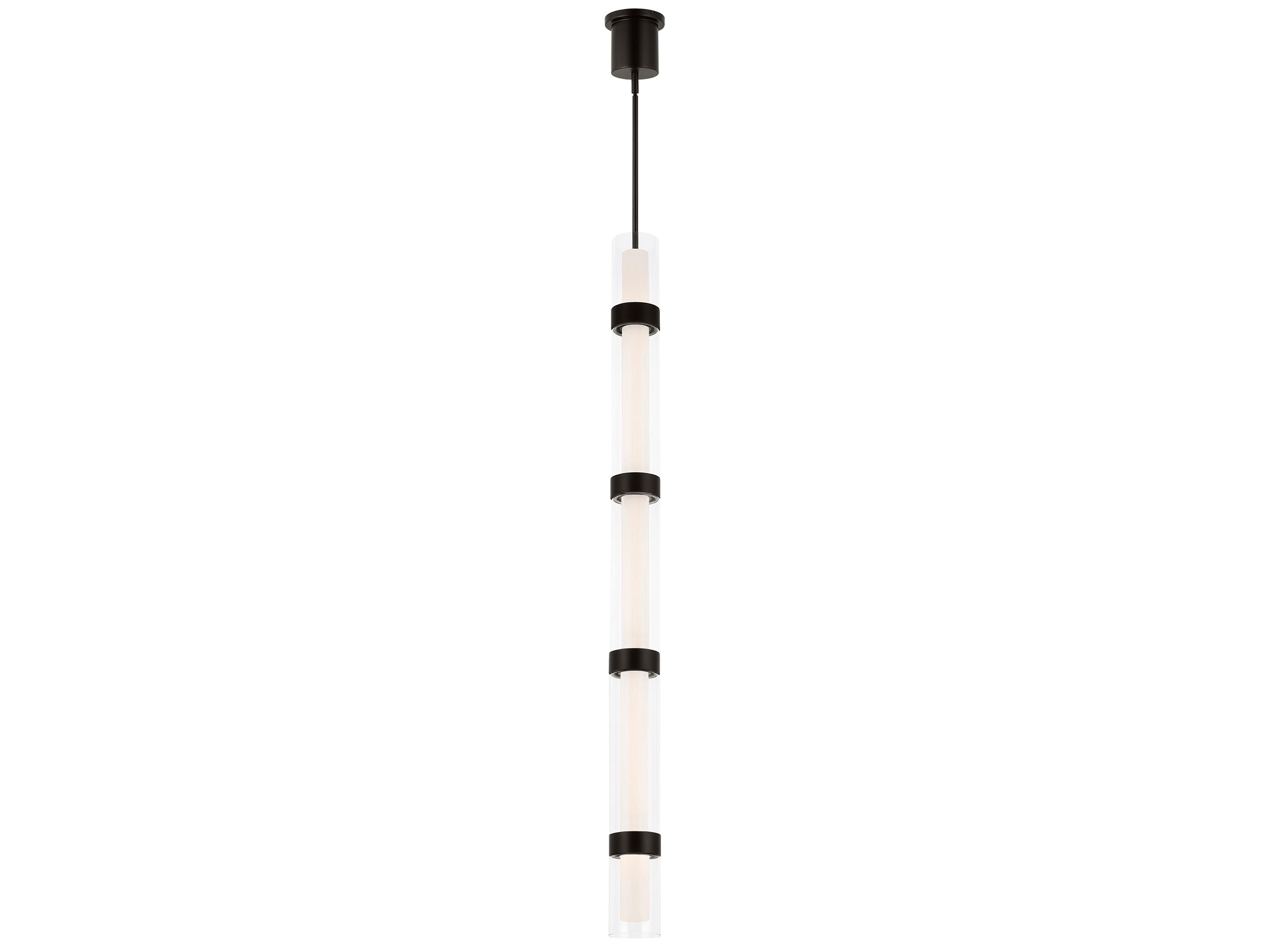 Visual Comfort Modern Wit 1-Light Black Cylinder Linear Mini Pendant