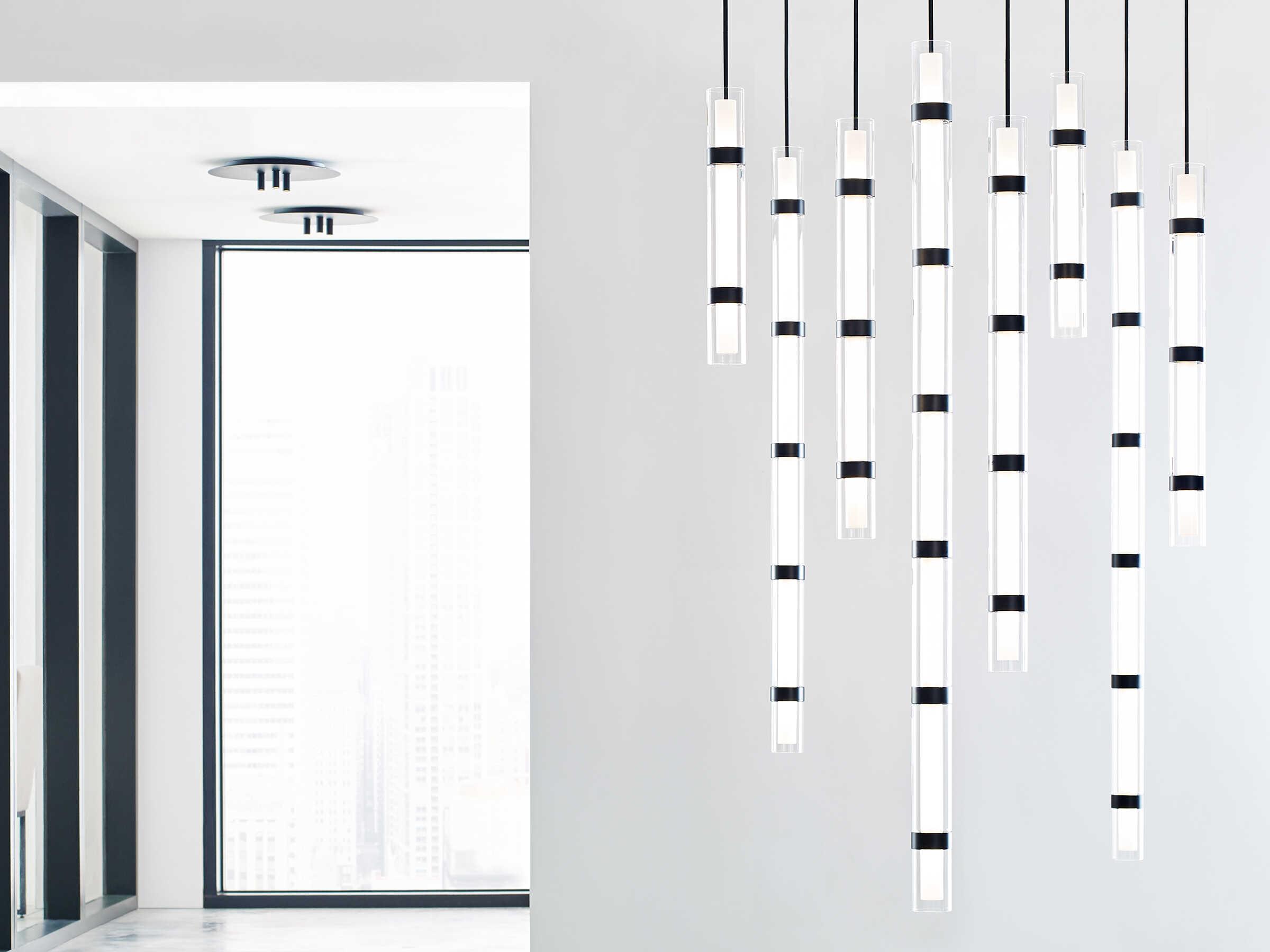 Visual Comfort Modern Wit 1-Light Black Cylinder Linear Mini Pendant