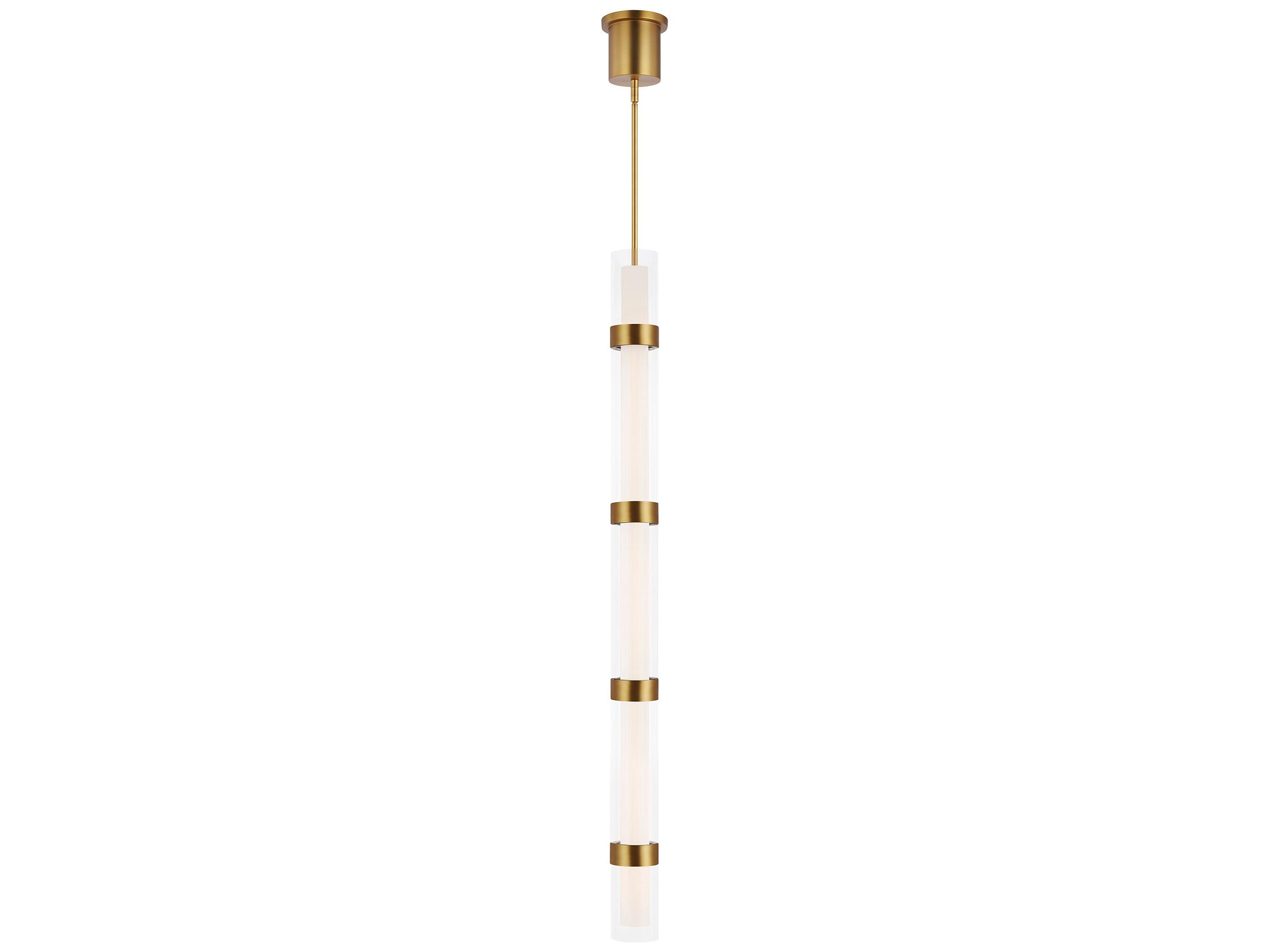 Visual Comfort Modern Wit 1-Light Aged Brass Cylinder Linear Mini Pendant