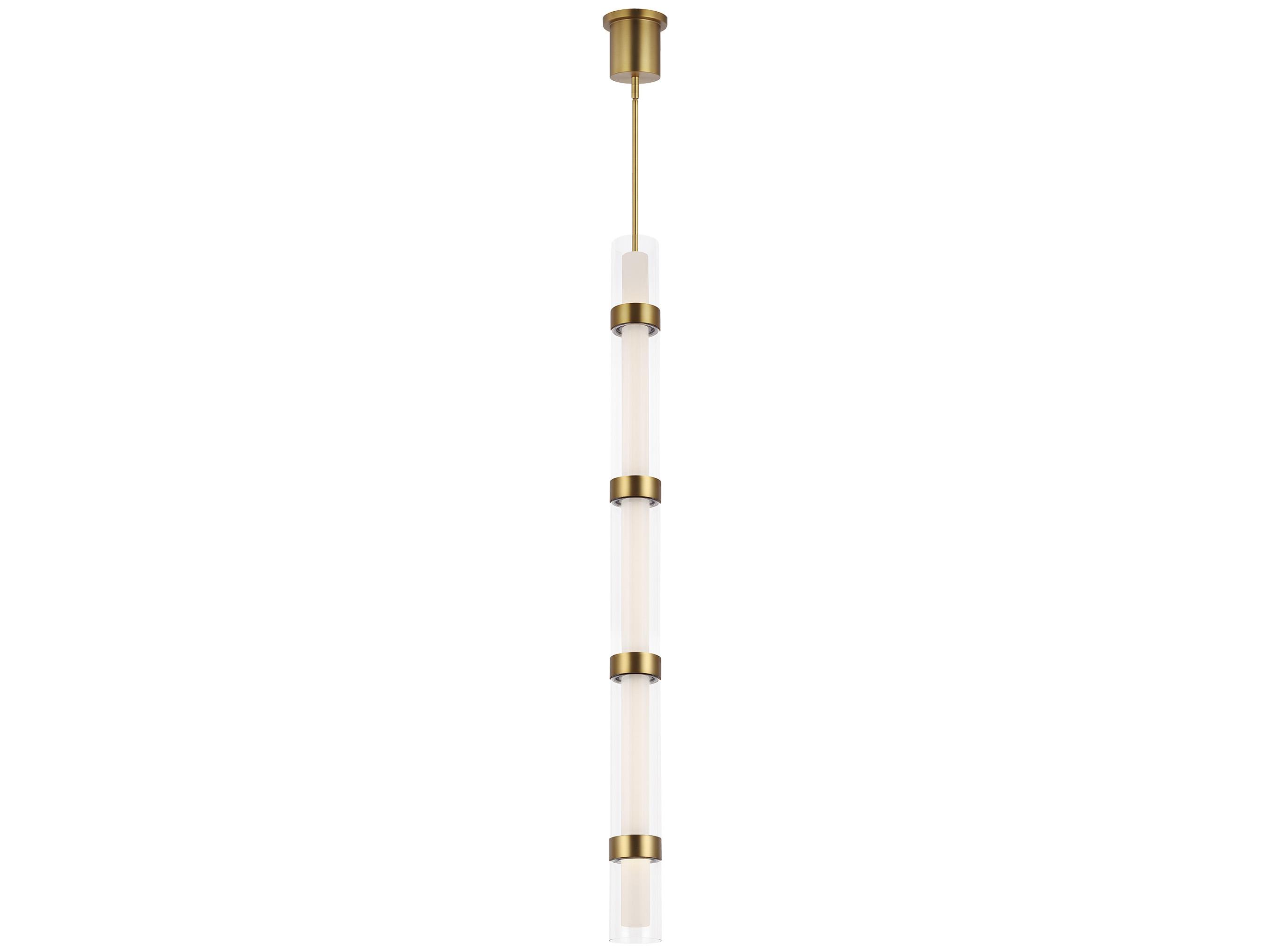 Visual Comfort Modern Wit 1-Light Aged Brass Cylinder Linear Mini Pendant
