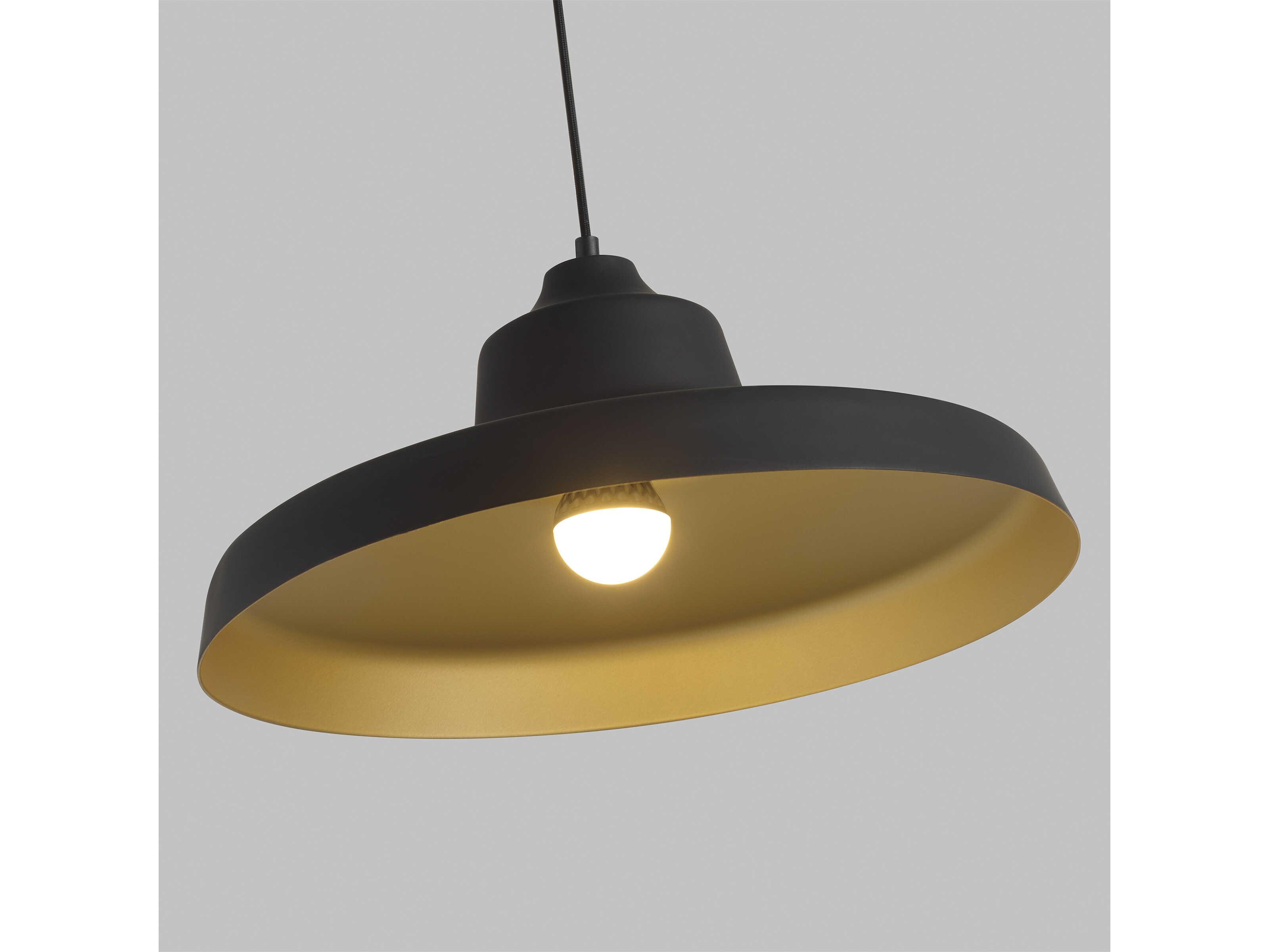 Visual Comfort Modern Zevo 1-Light Black Gold Pendant