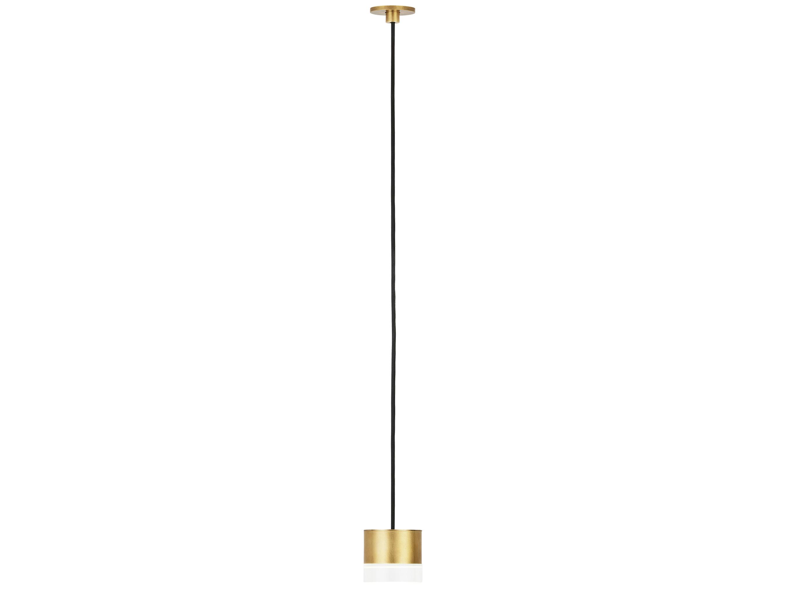 Visual Comfort Modern Gable 1-Light Natural Brass Round Mini Pendant