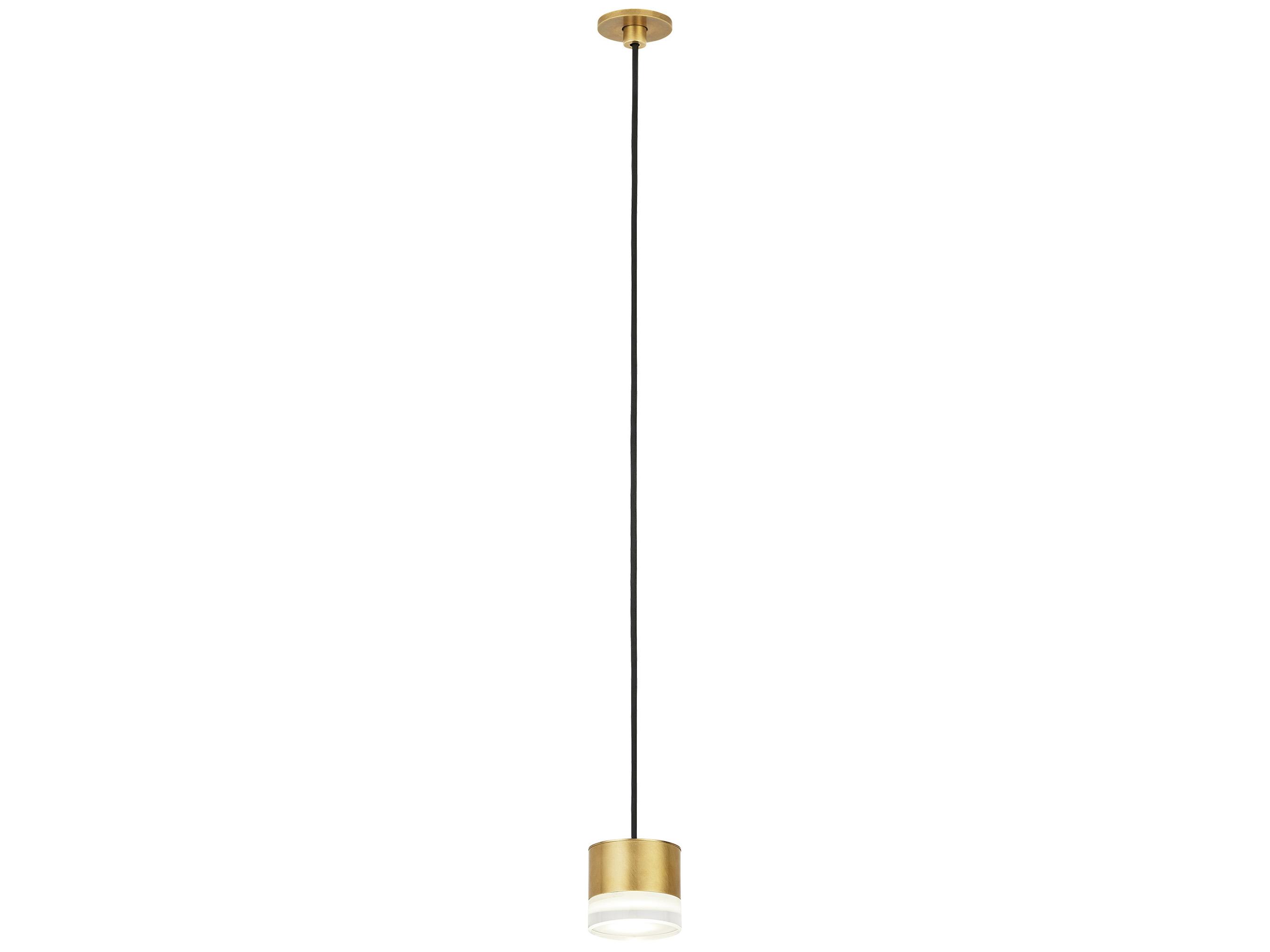 Visual Comfort Modern Gable 1-Light Natural Brass Round Mini Pendant
