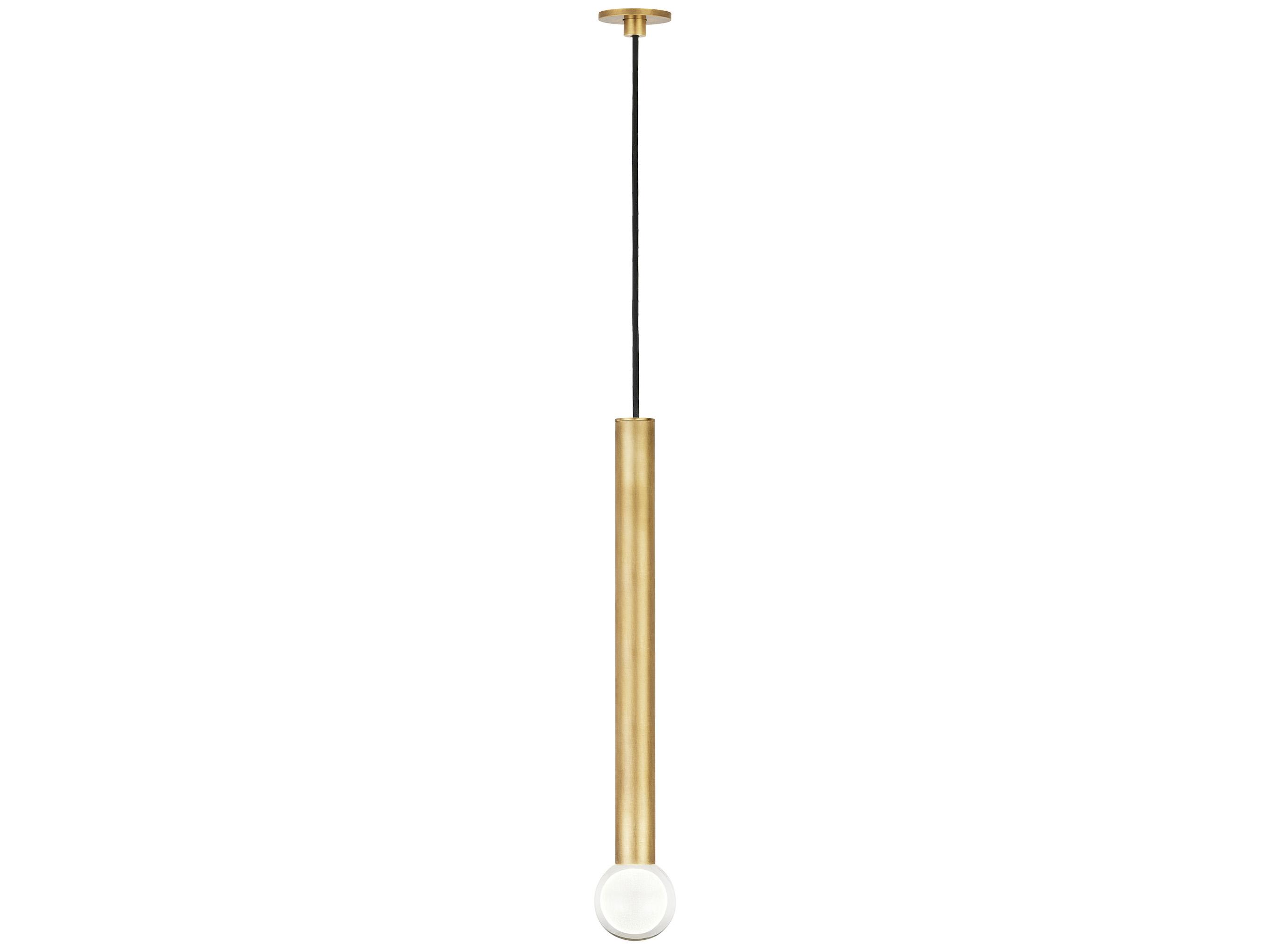 Visual Comfort Modern Guyed 1-Light Natural Brass Linear Mini Pendant