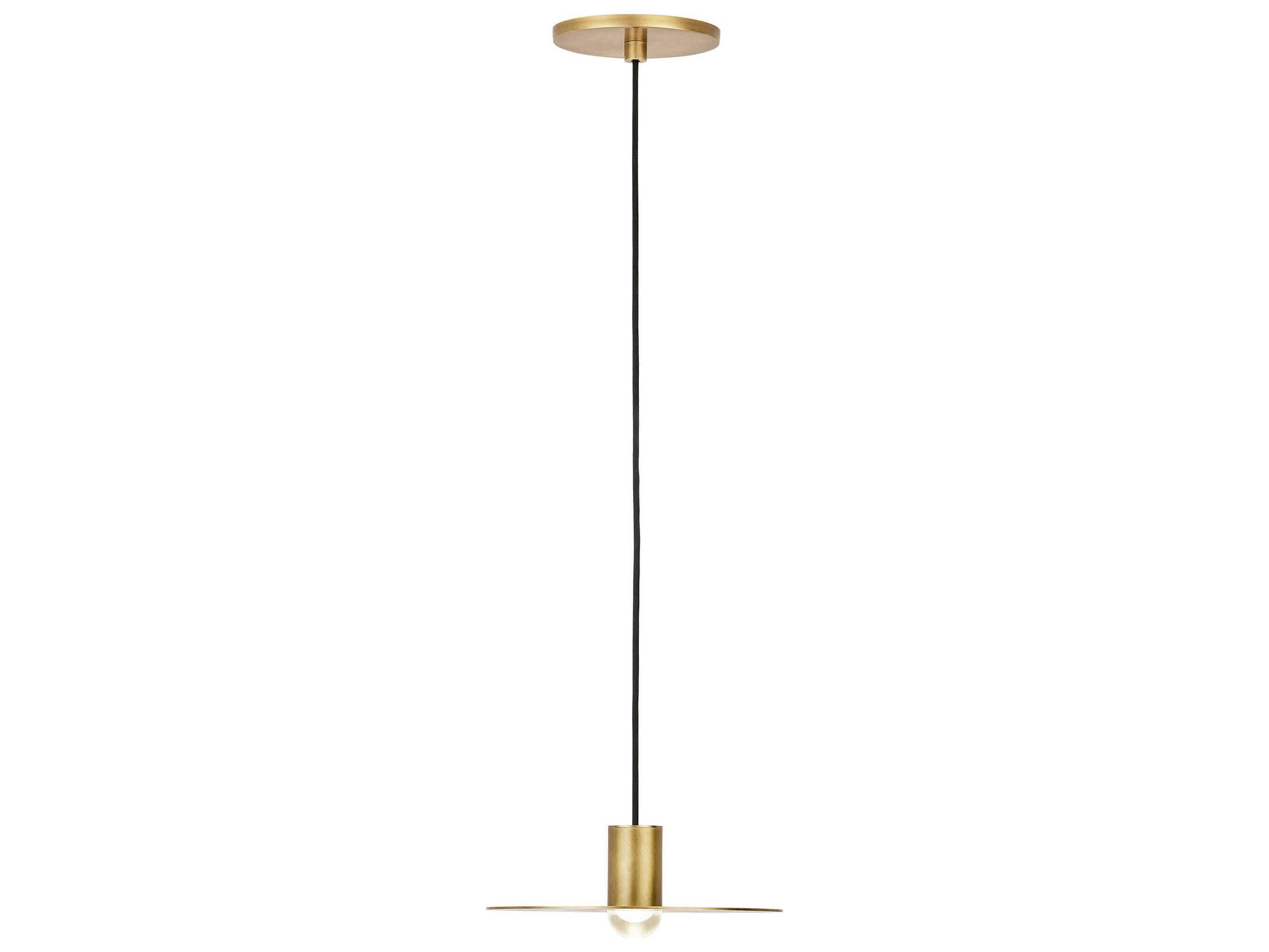 Visual Comfort Modern Eaves 1-Light Natural Brass Mini Pendant