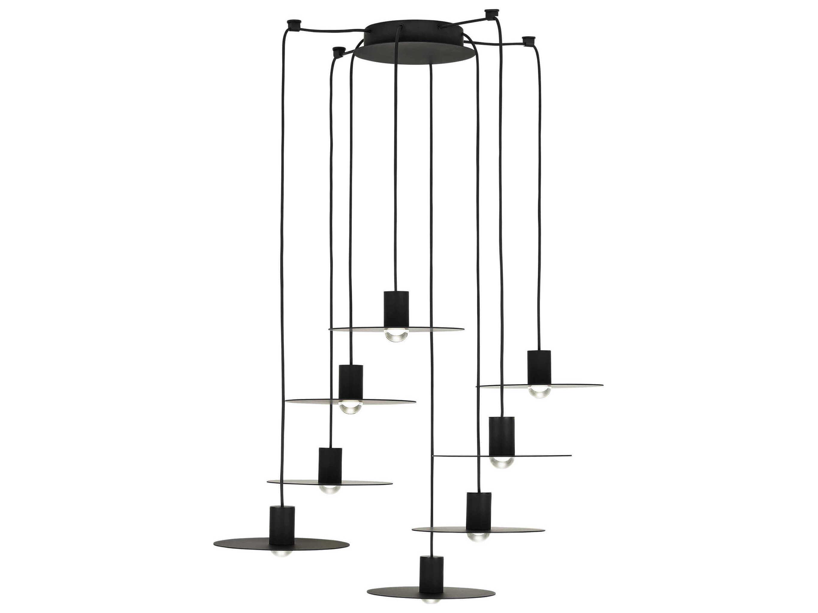 Visual Comfort Modern Eaves 8-Light Nightshade Black Pendant