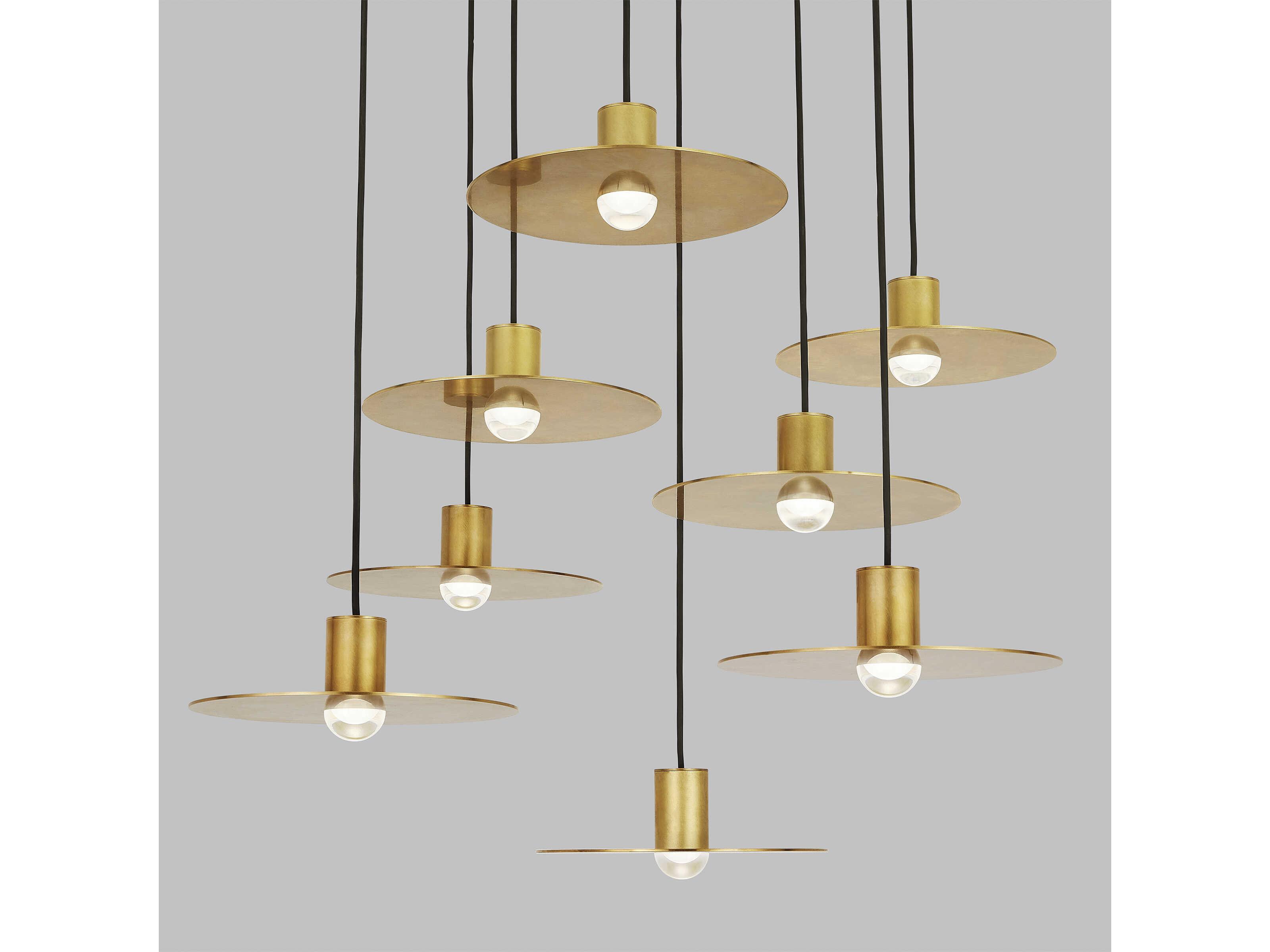 Visual Comfort Modern Eaves 8-Light Natural Brass Pendant