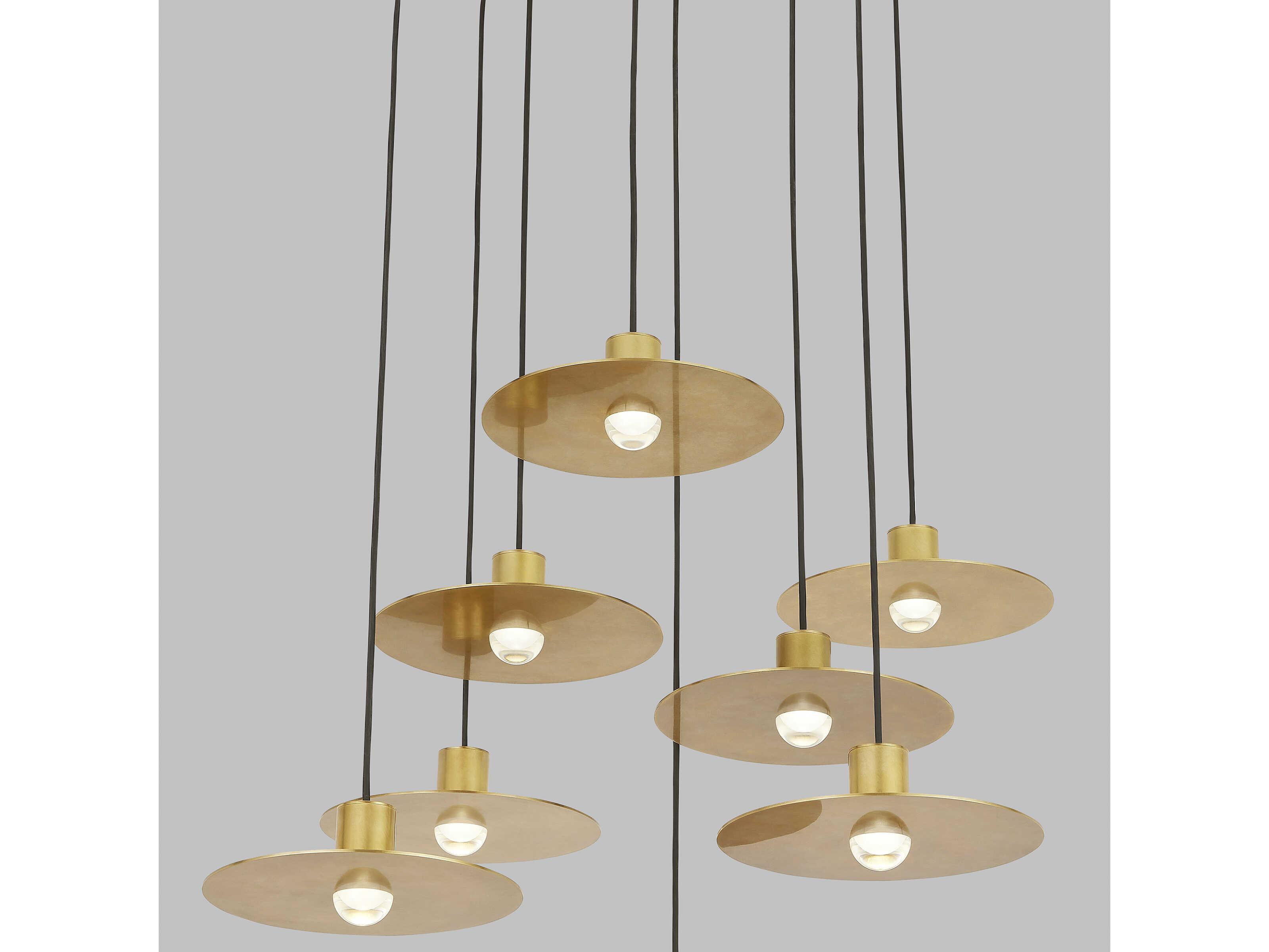 Visual Comfort Modern Eaves 8-Light Natural Brass Pendant