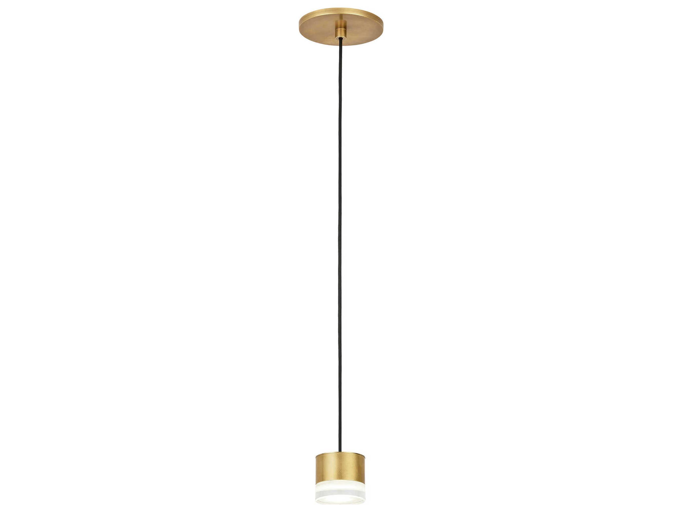 Visual Comfort Modern Gable 1-Light Natural Brass Round Mini Pendant