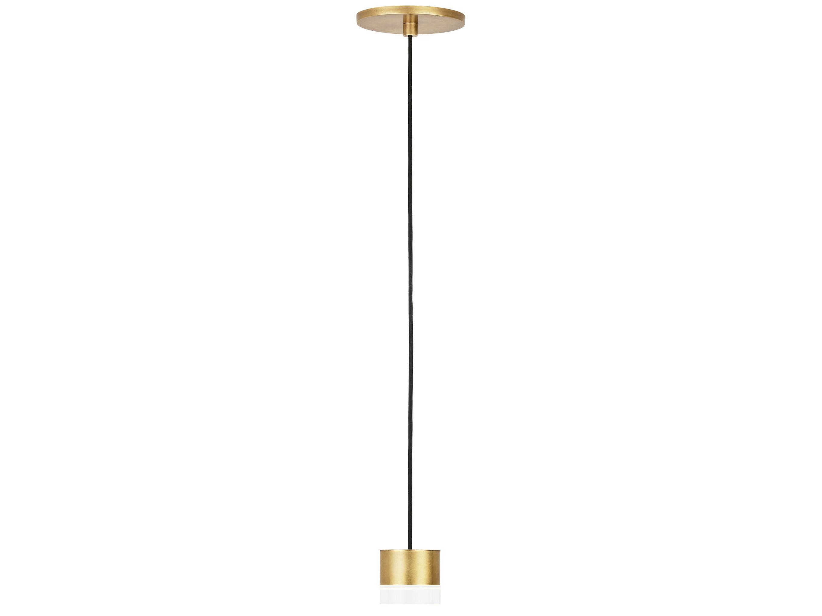 Visual Comfort Modern Gable 1-Light Natural Brass Round Mini Pendant