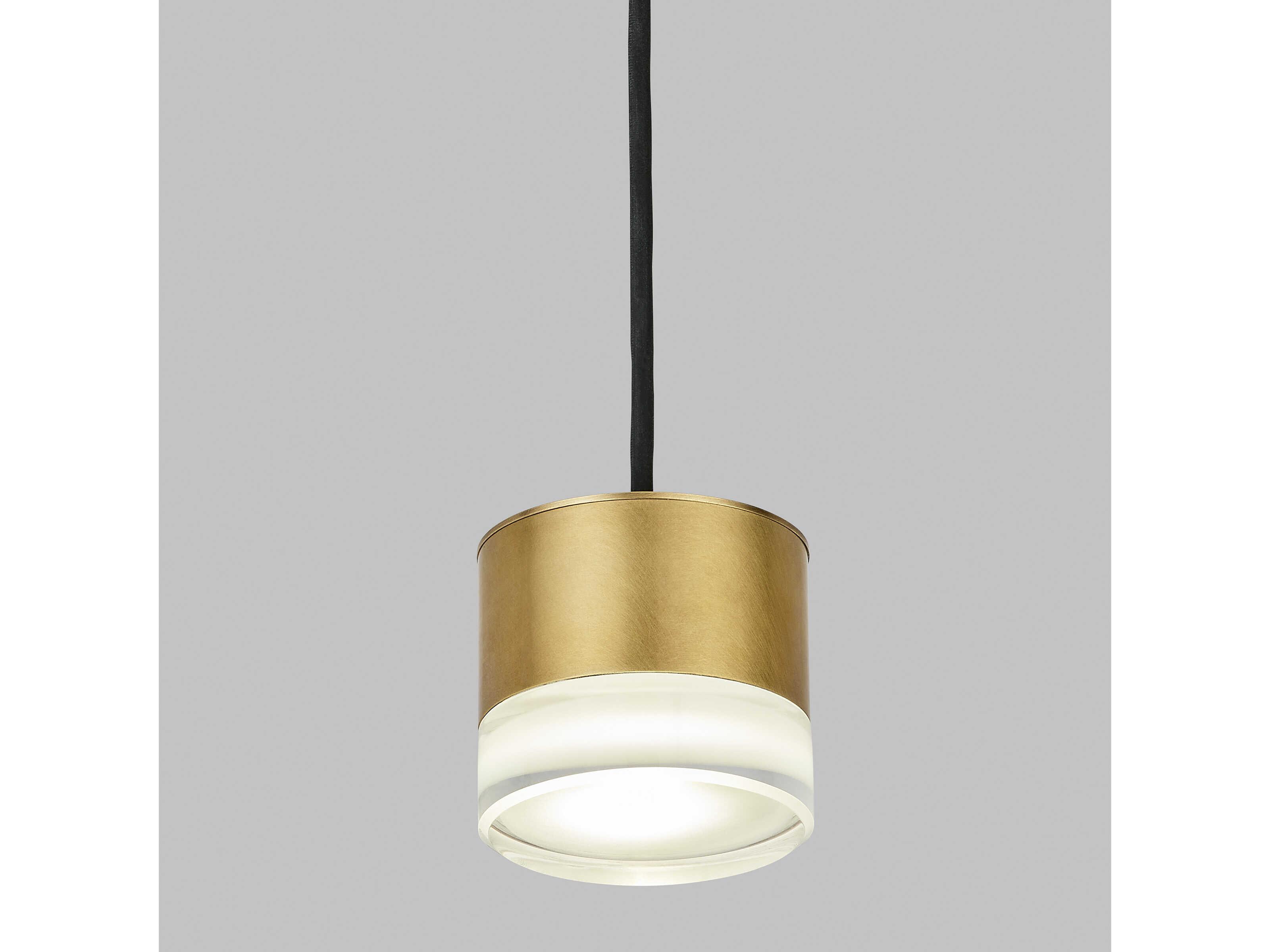 Visual Comfort Modern Gable 1-Light Natural Brass Round Mini Pendant