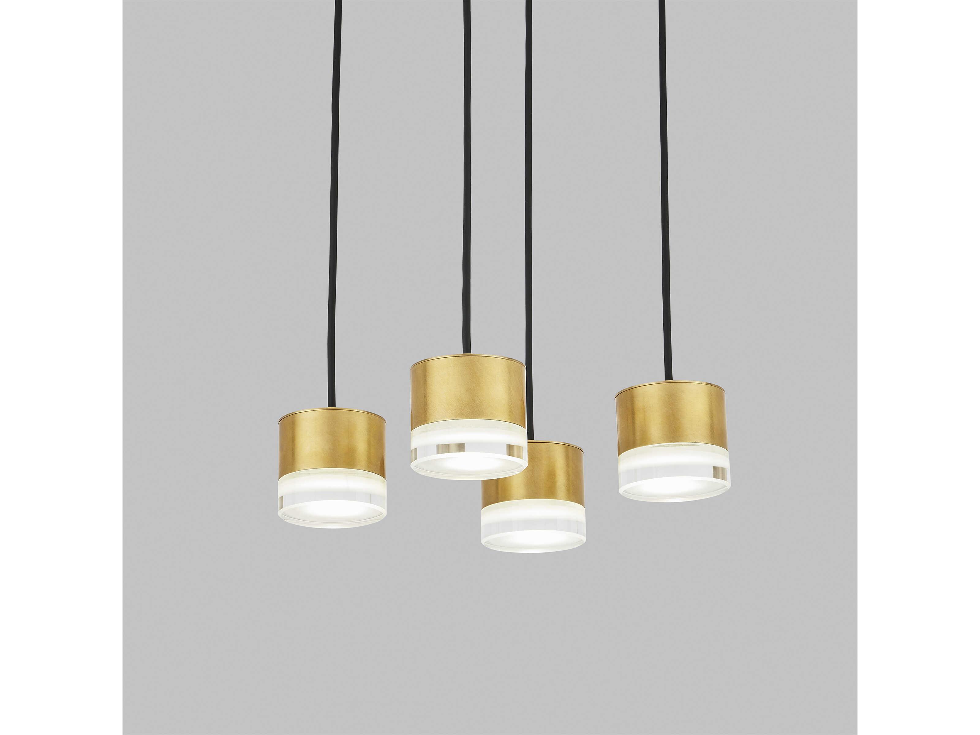 Visual Comfort Modern Gable 4-Light Natural Brass Mini Pendant
